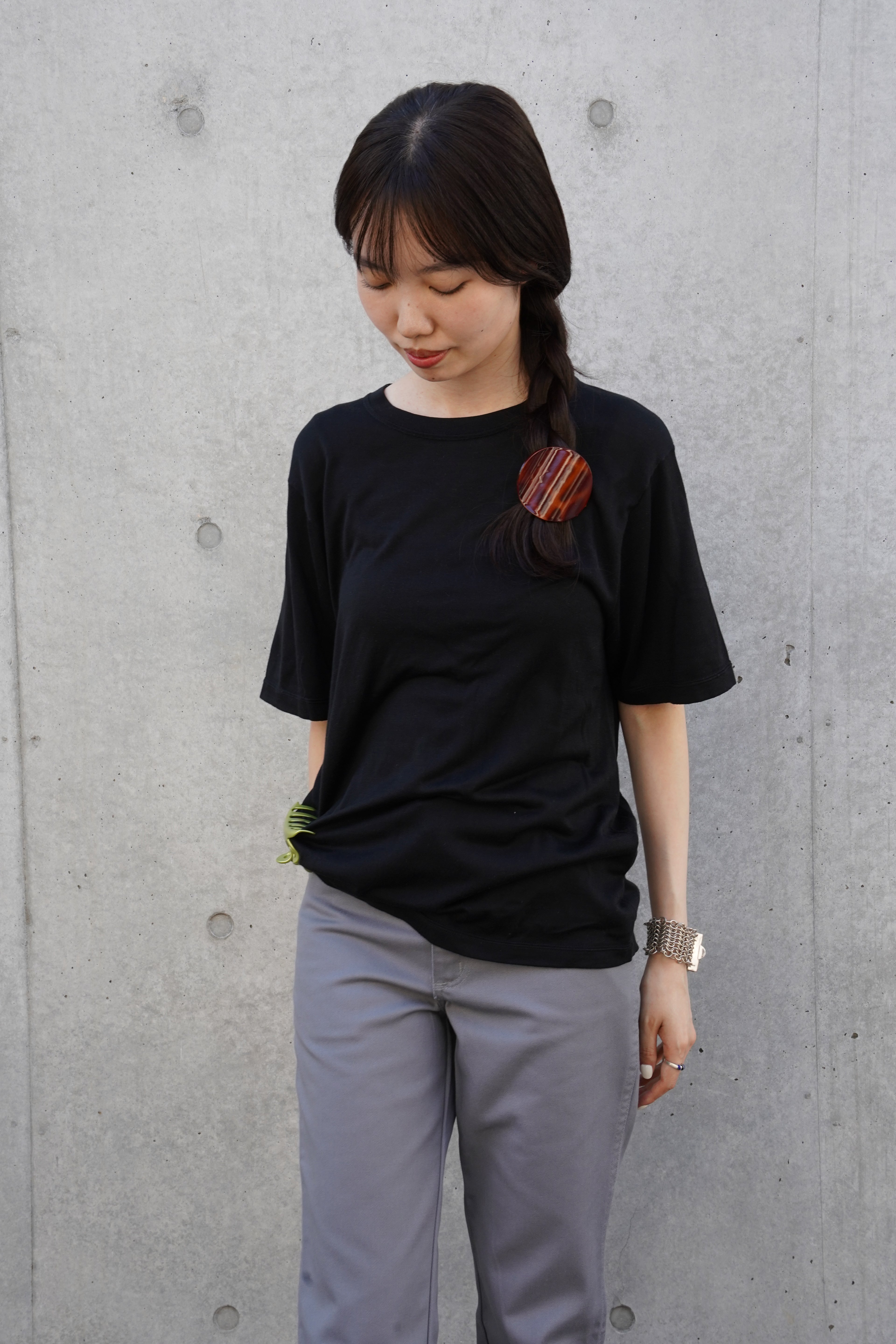 100% Washable Silk Tee S/S - Black