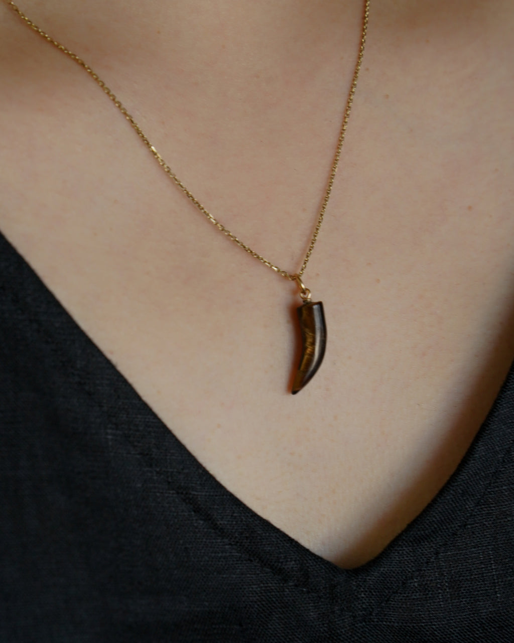 Small Tiger Eye Horn Charm