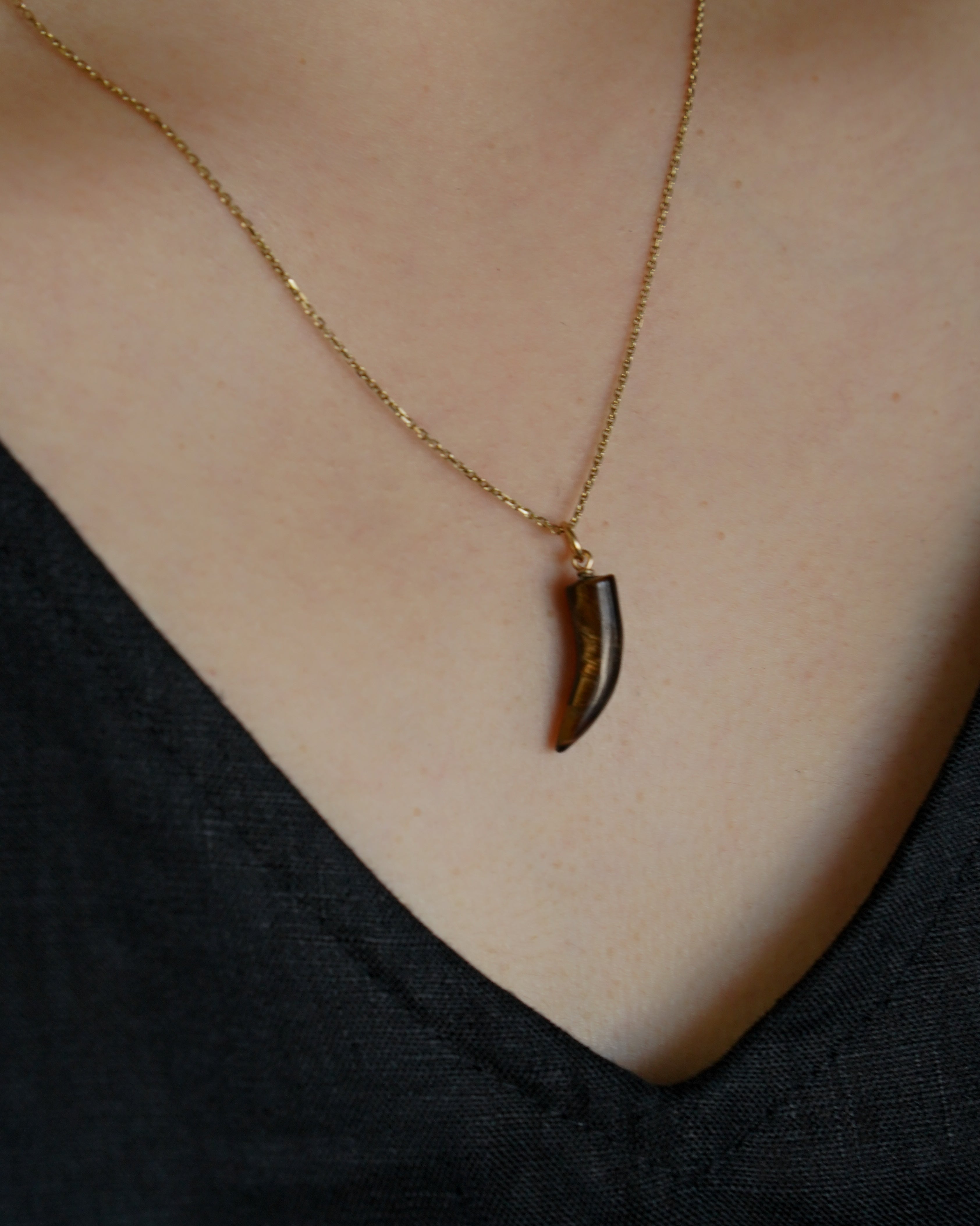 Small Tiger Eye Horn Charm