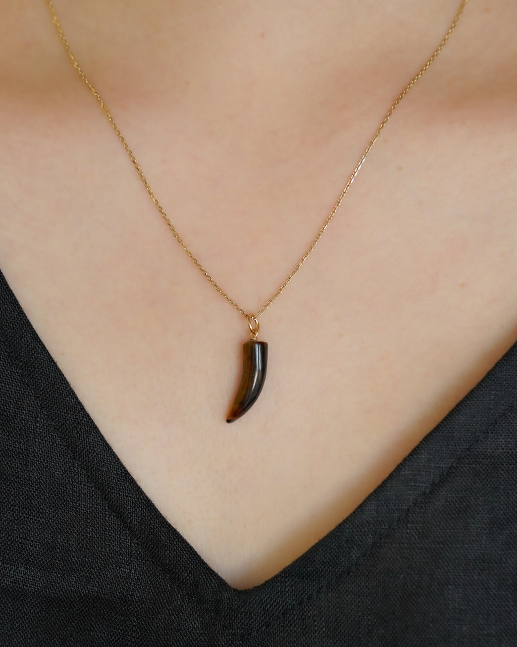 Small Tiger Eye Horn Charm