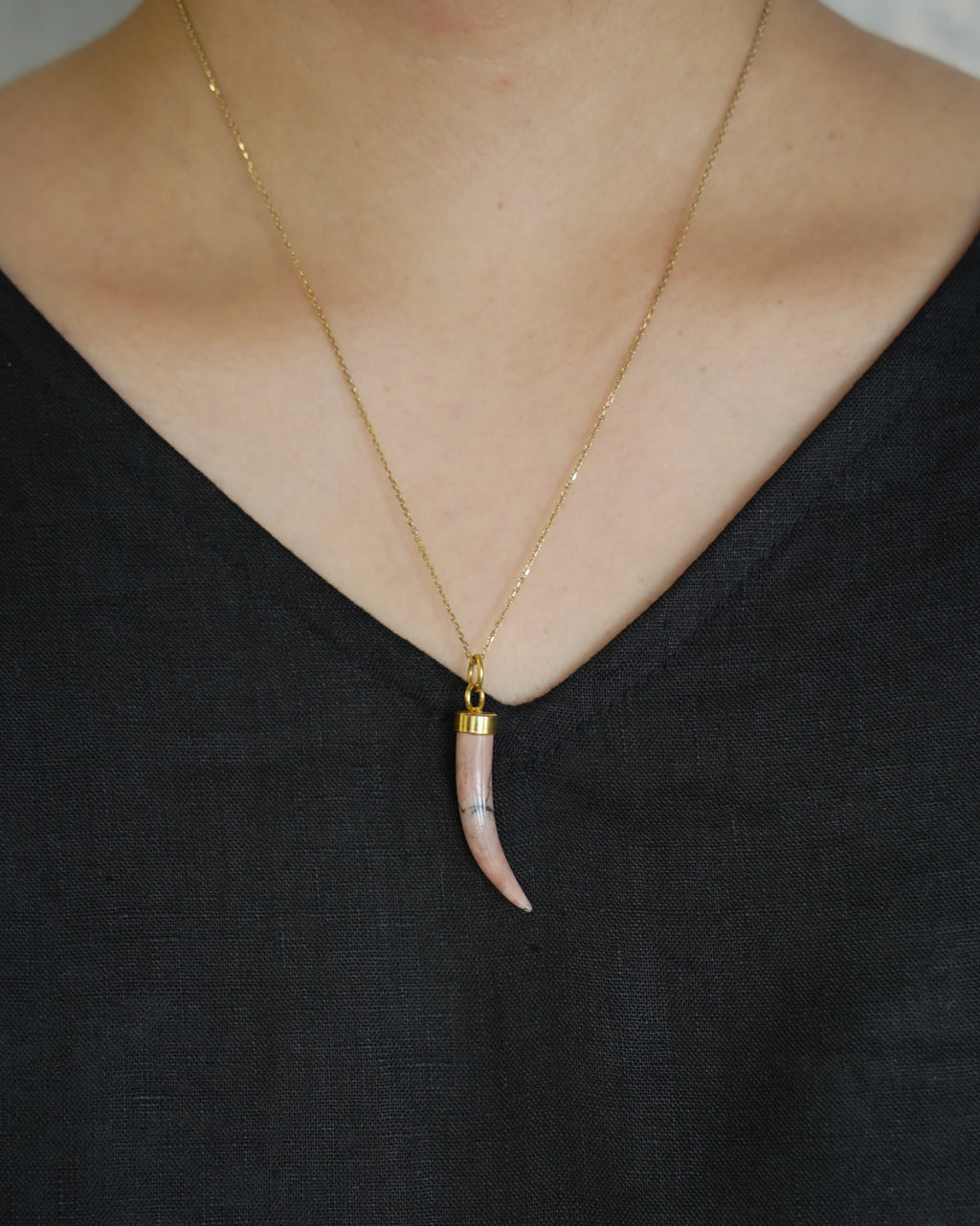 Rhodenite Horn Charm