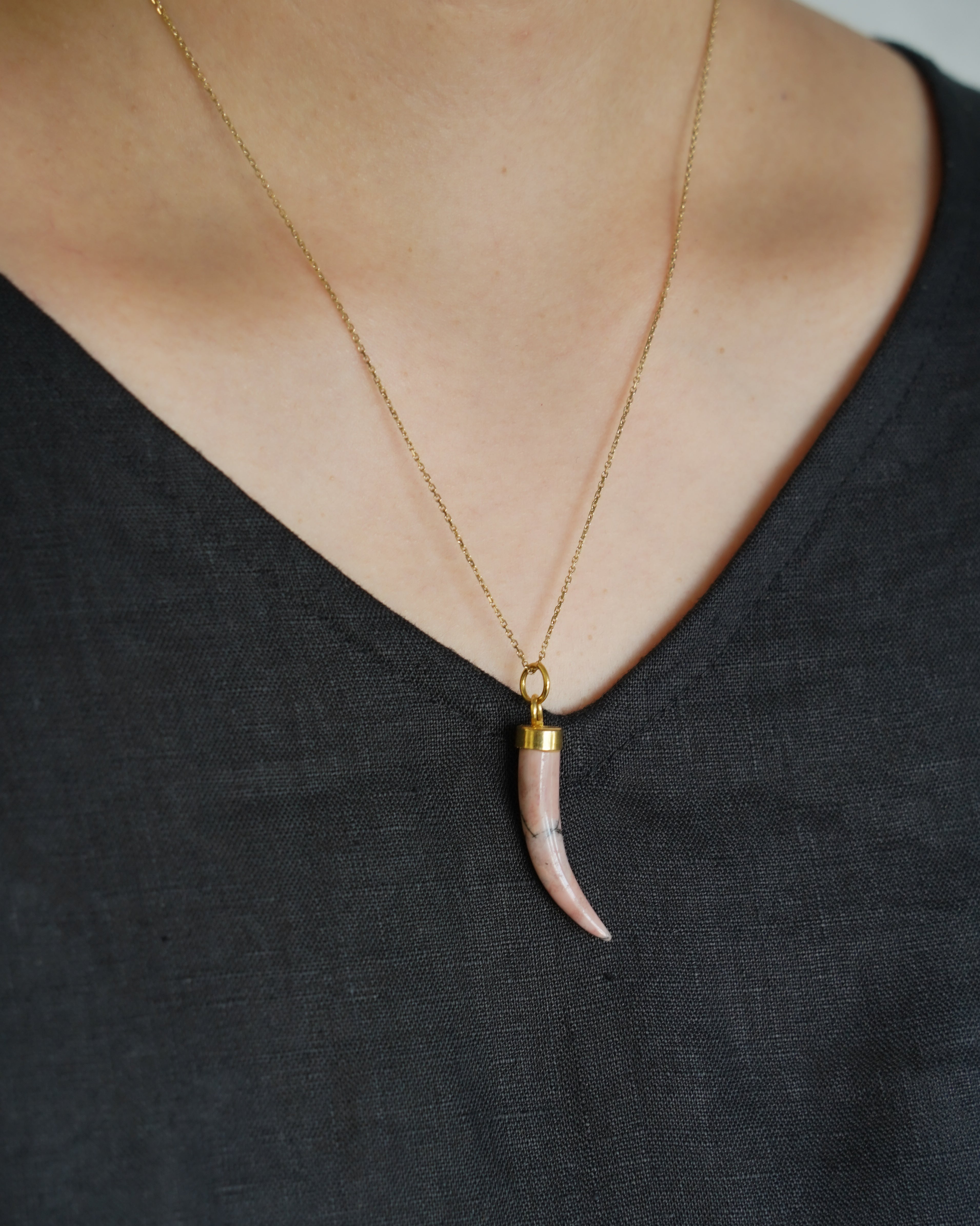 Rhodenite Horn Charm