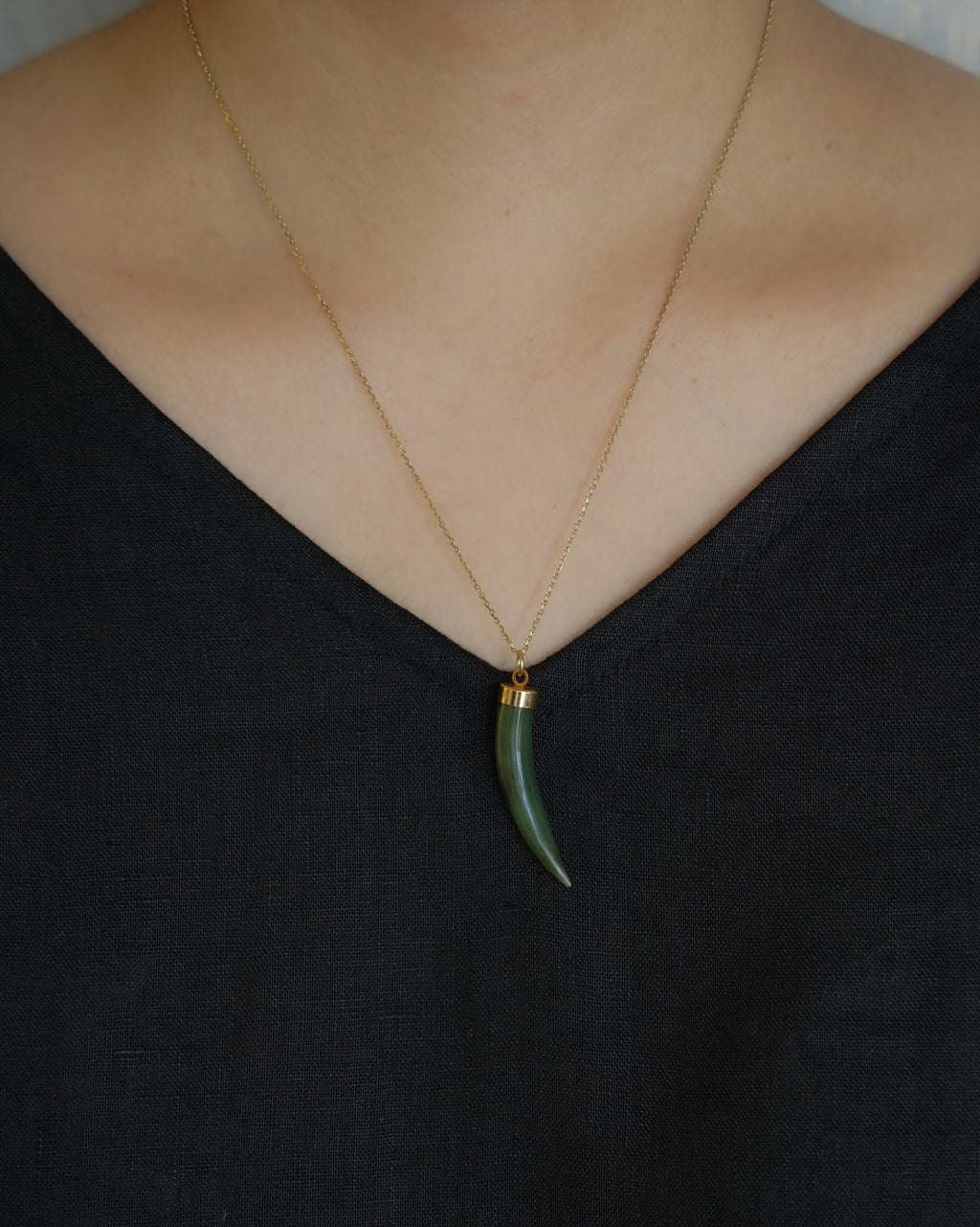 Green Jade Horn Charm