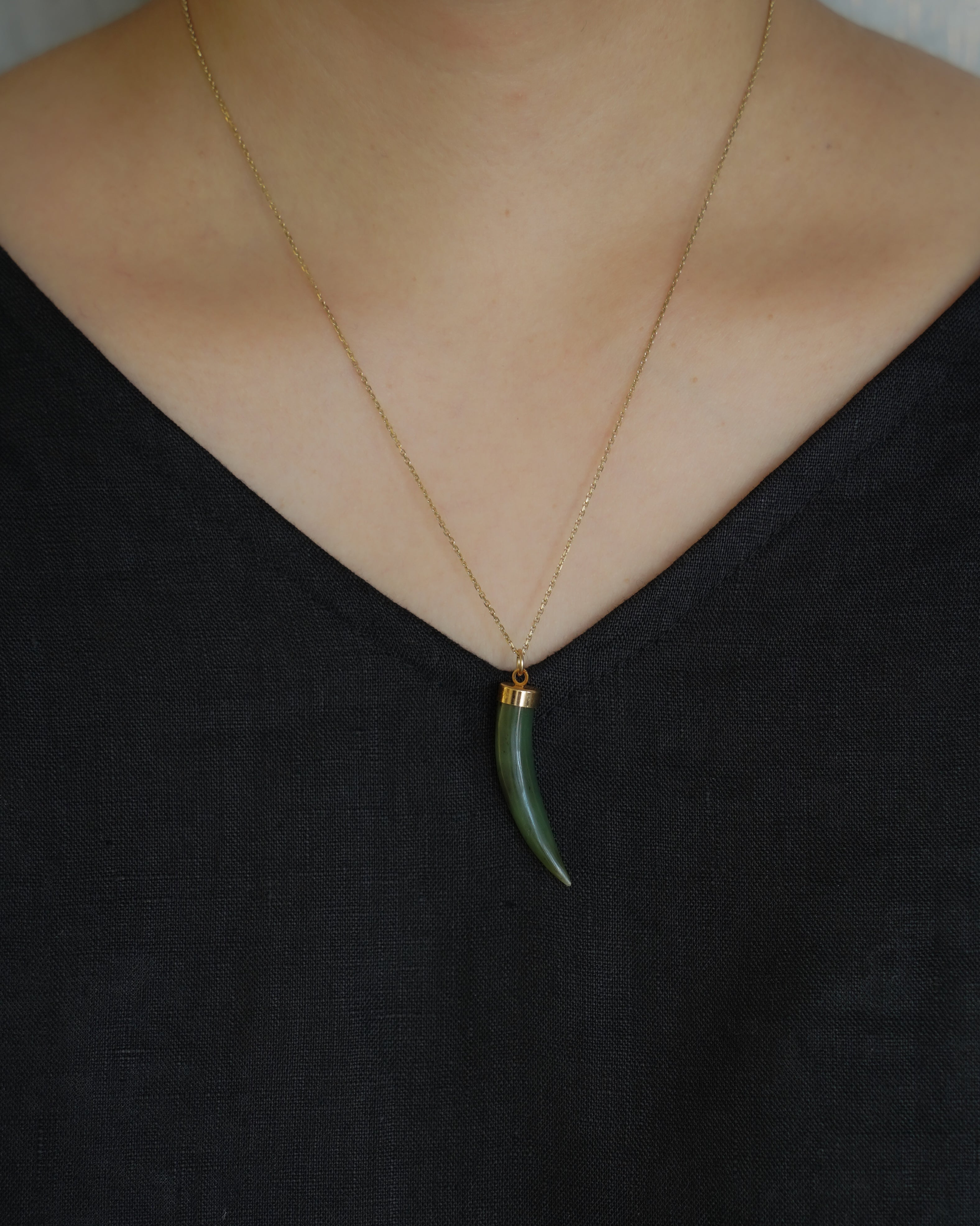 Green Jade Horn Charm