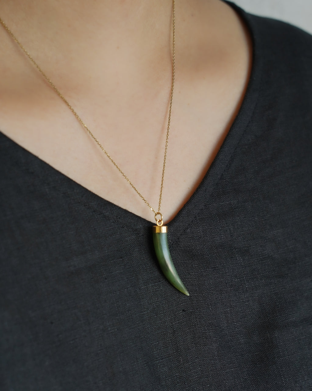 Green Jade Horn Charm
