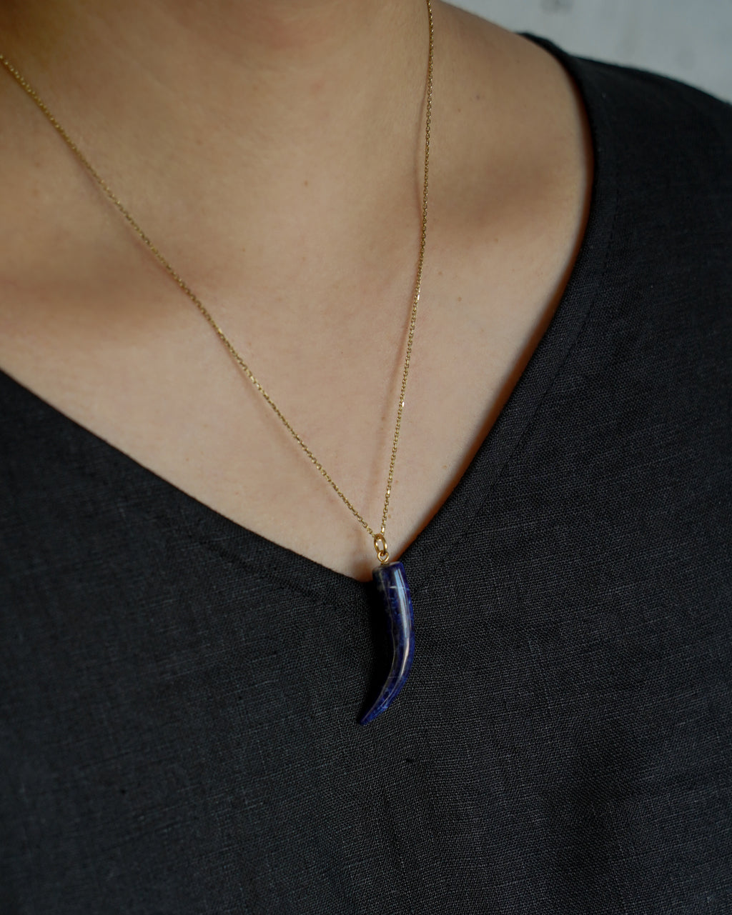 Lapis Horn Charm