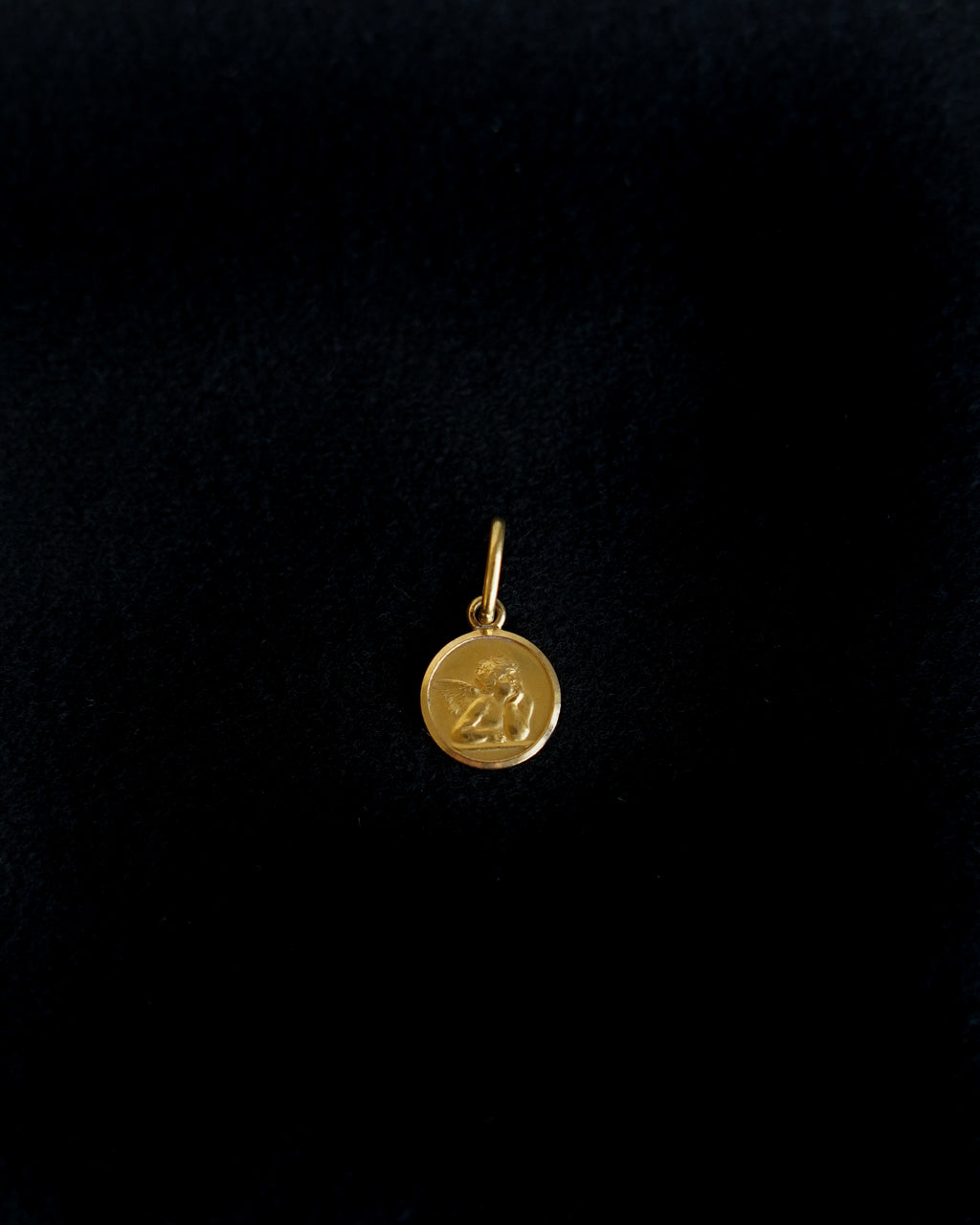 14K Gold Angel Coin Charm