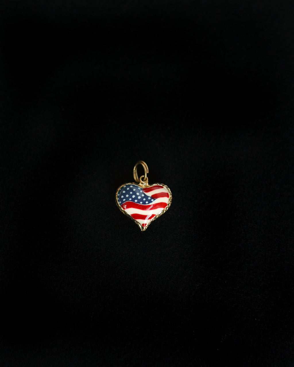 14K Gold USA Flag Heart Charm