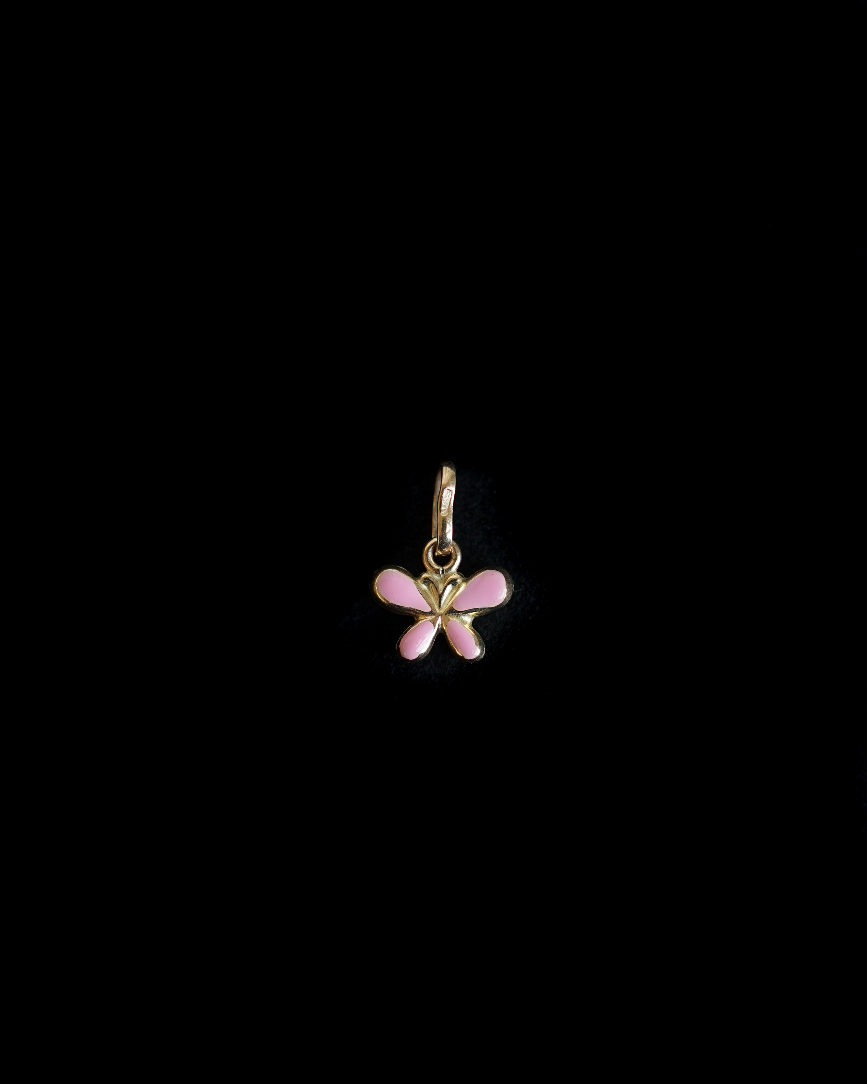 14K Gold Pink Butterfly Charm
