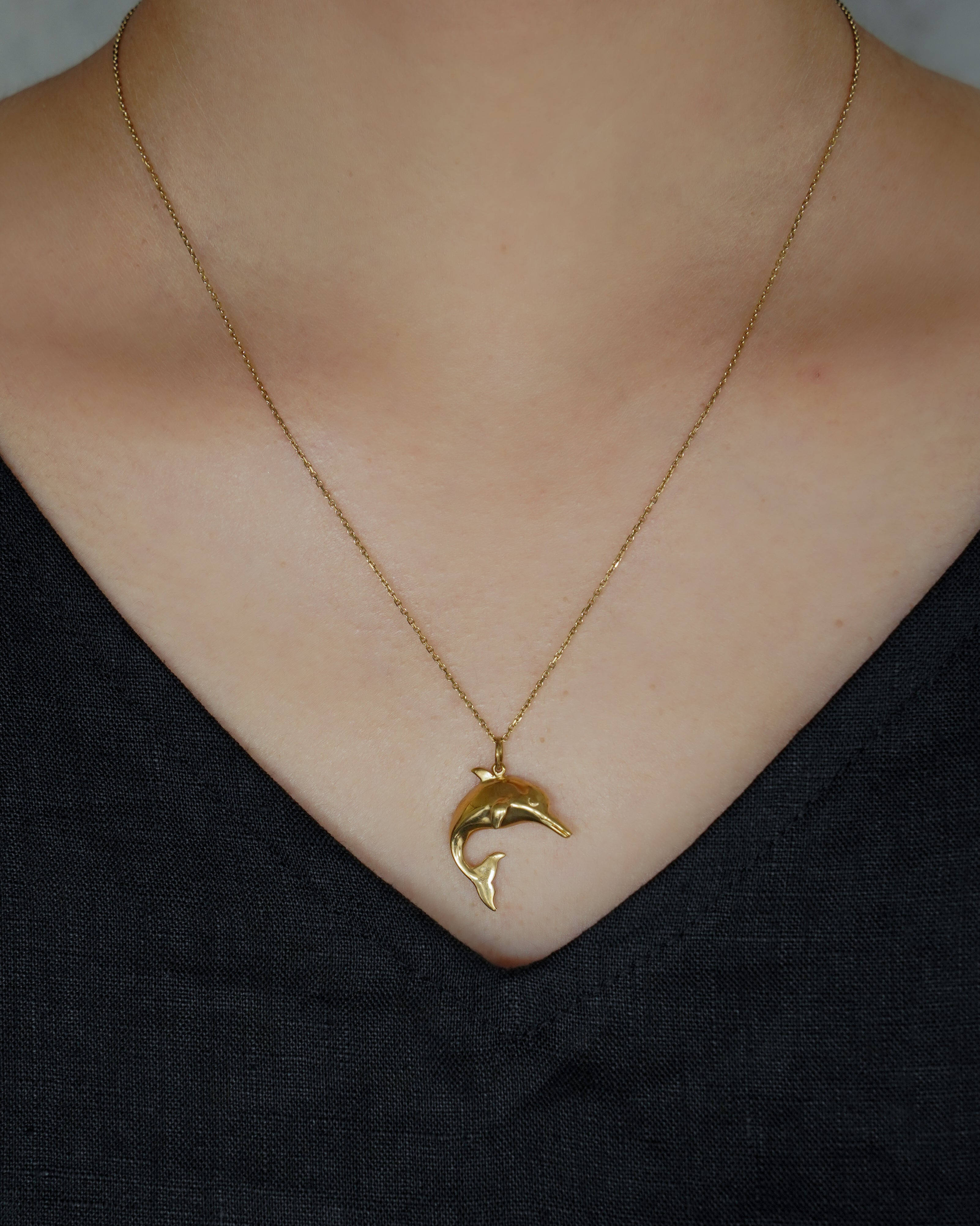 14K Gold Dolphin Charm
