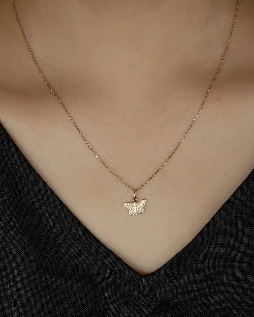 14K Gold Butterfly Charm
