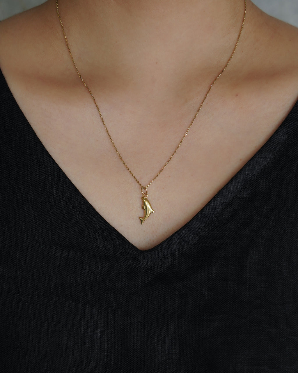 14K Gold Small Dolphin Charm