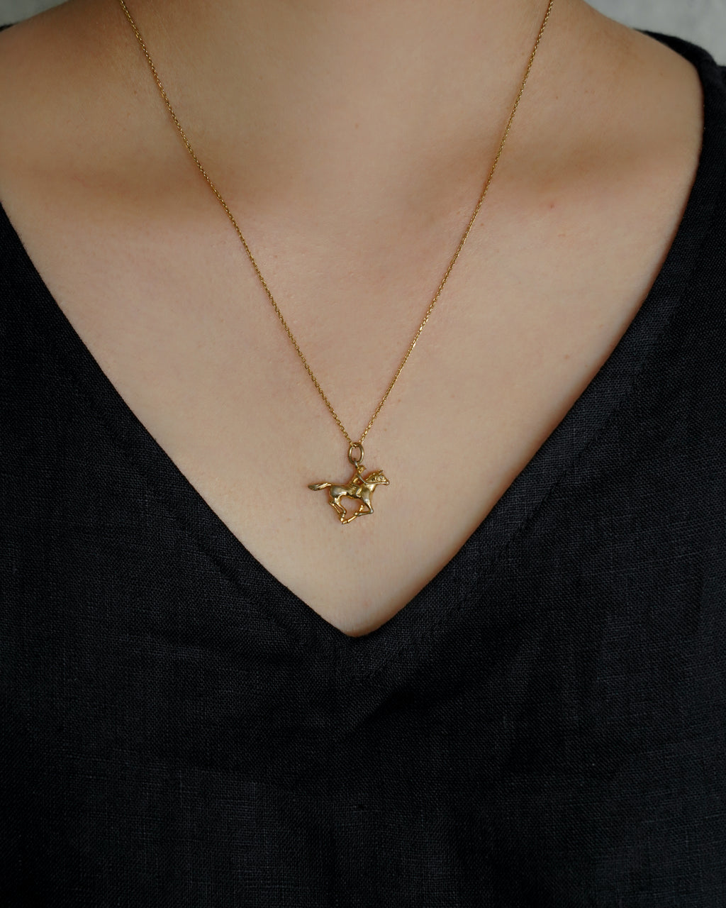 14K Gold Jockey & Horse Charm