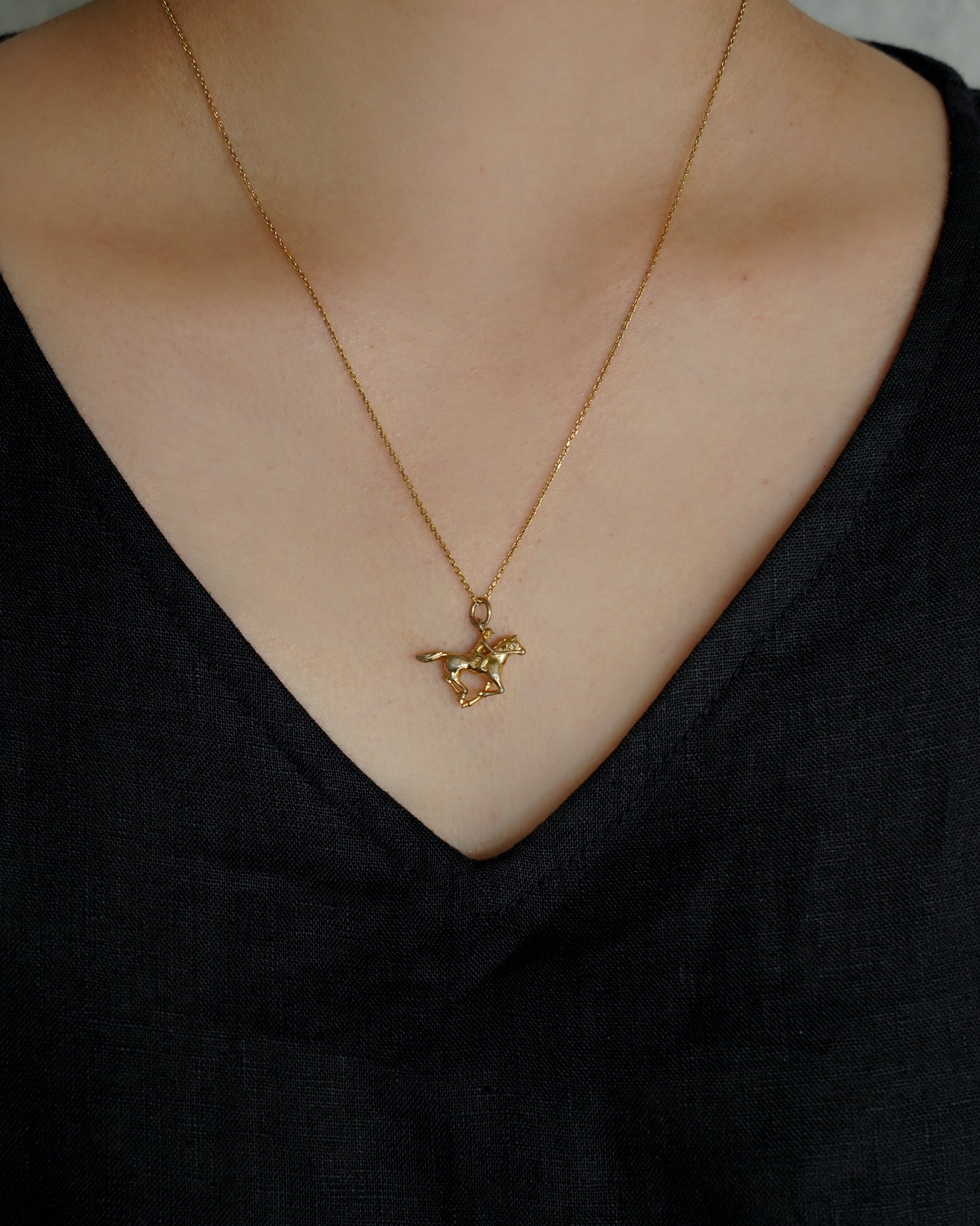 14K Gold Jockey & Horse Charm