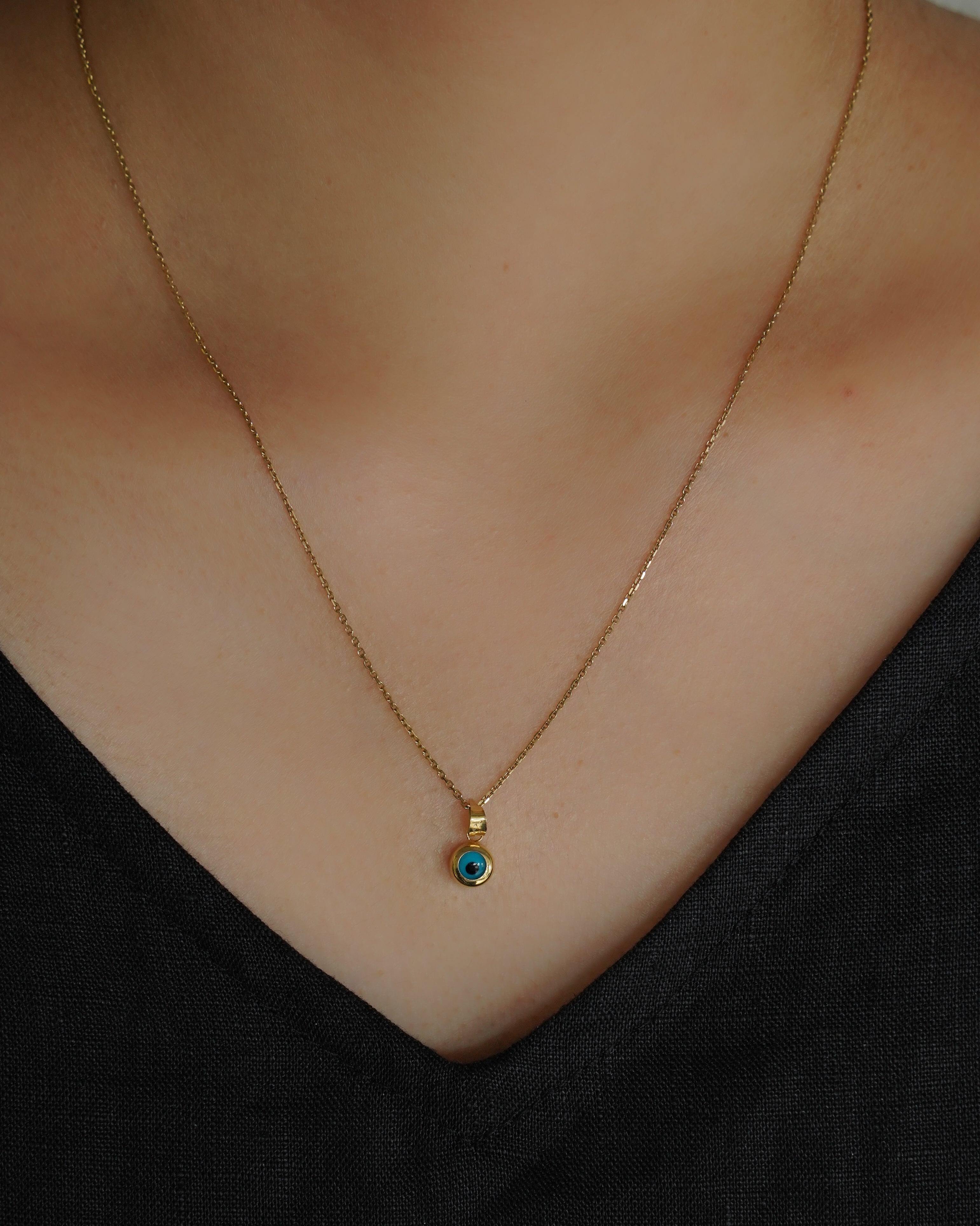 14K Gold Blue Eye Charm
