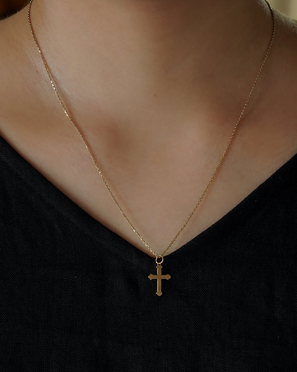14K Gold Cross Charm