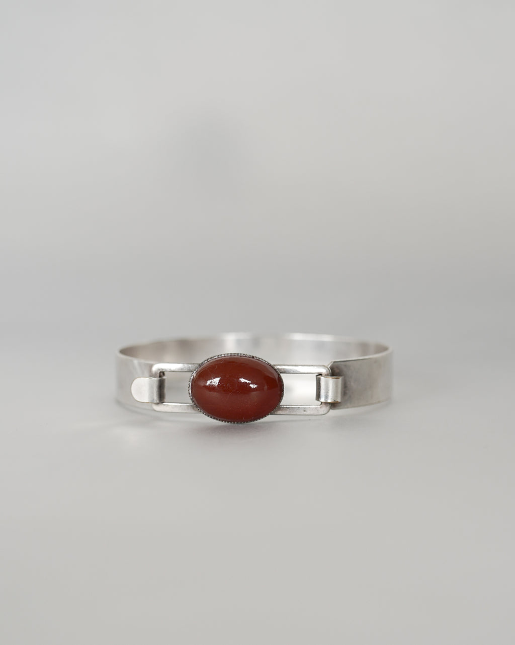 Silver Bangle with Carnelian Stone (SVBL25022-1)