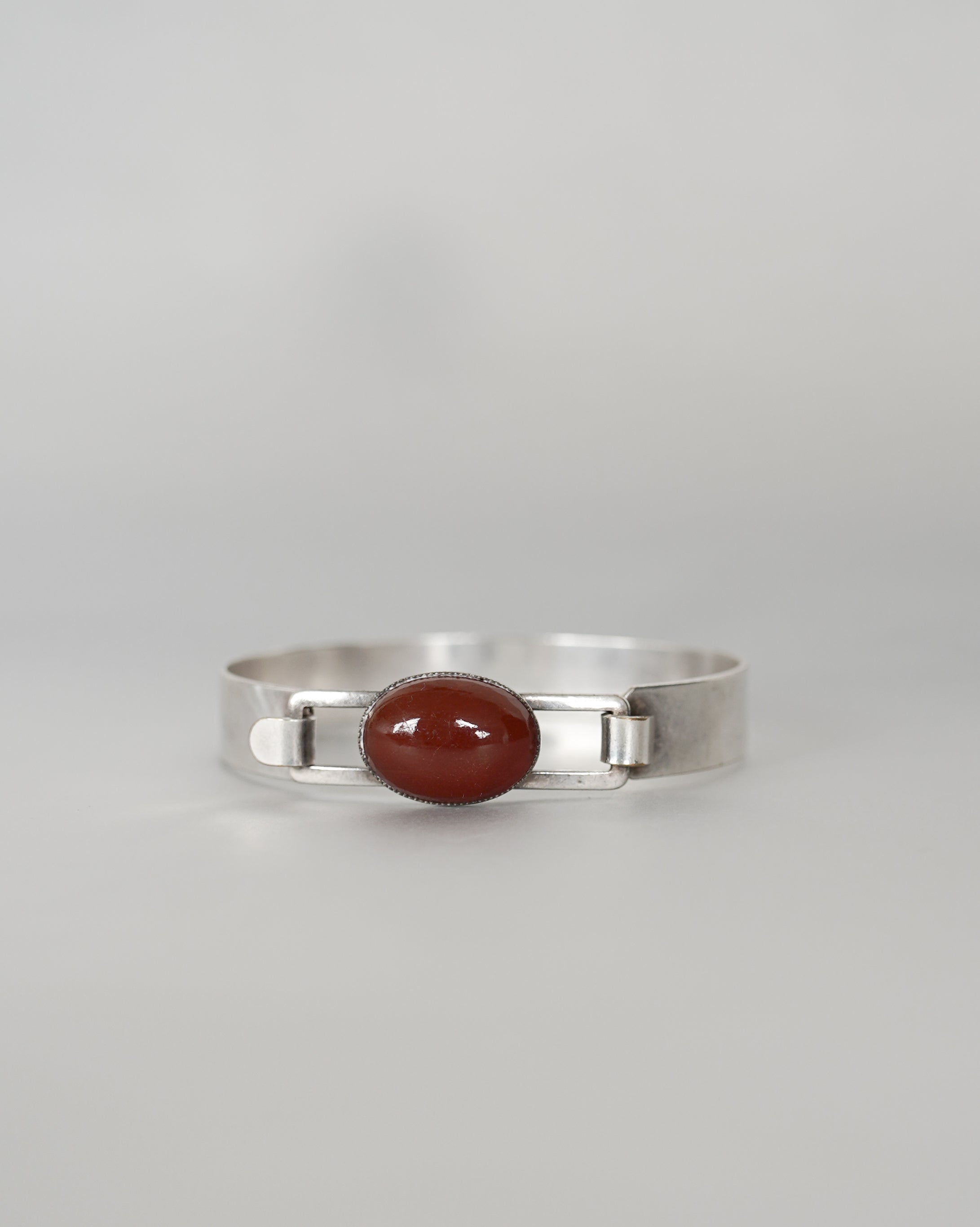 Silver Bangle with Carnelian Stone (SVBL25022-1)