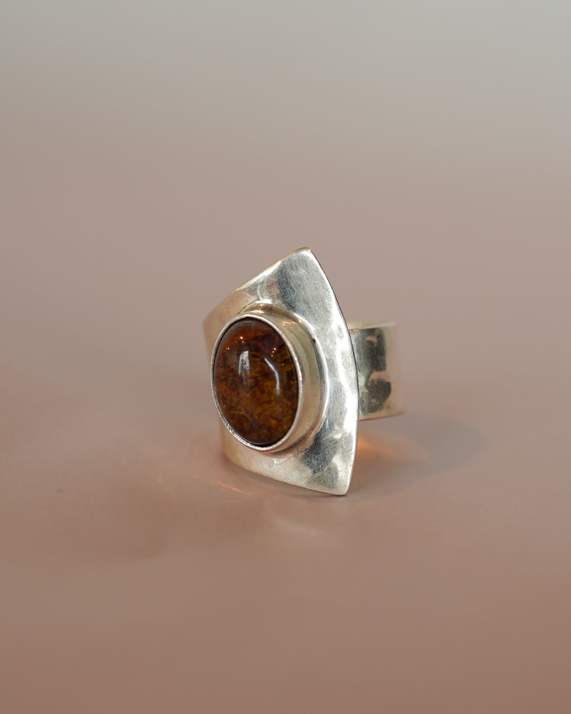 Brown Amber Silver Ring (SVR2502)