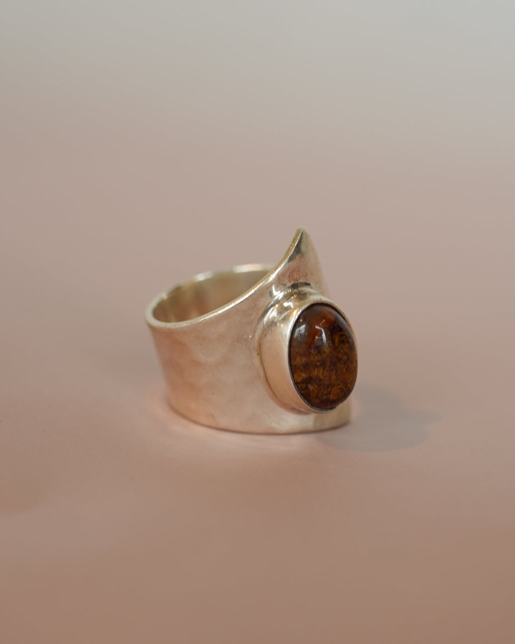 Brown Amber Silver Ring (SVR2502)