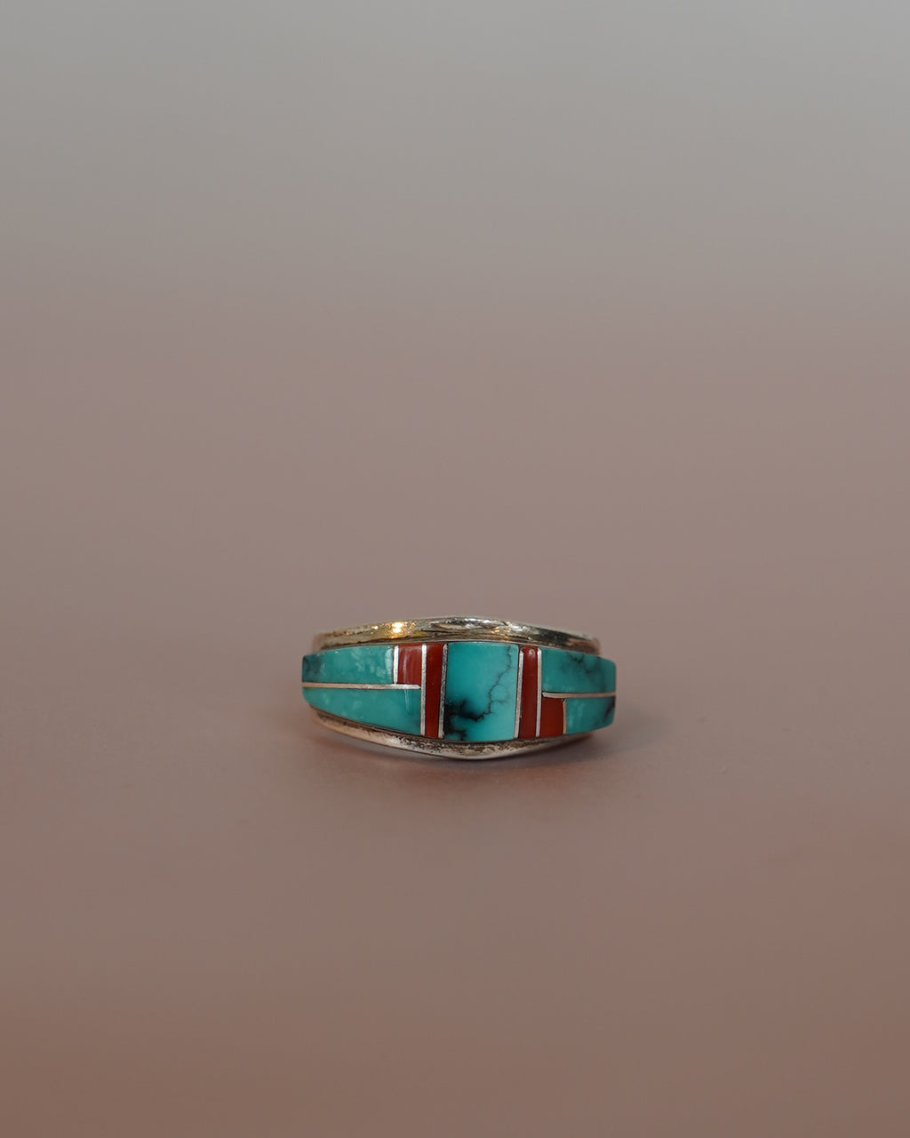 Turquoise & Coral Inlay Ring (SVR25010)