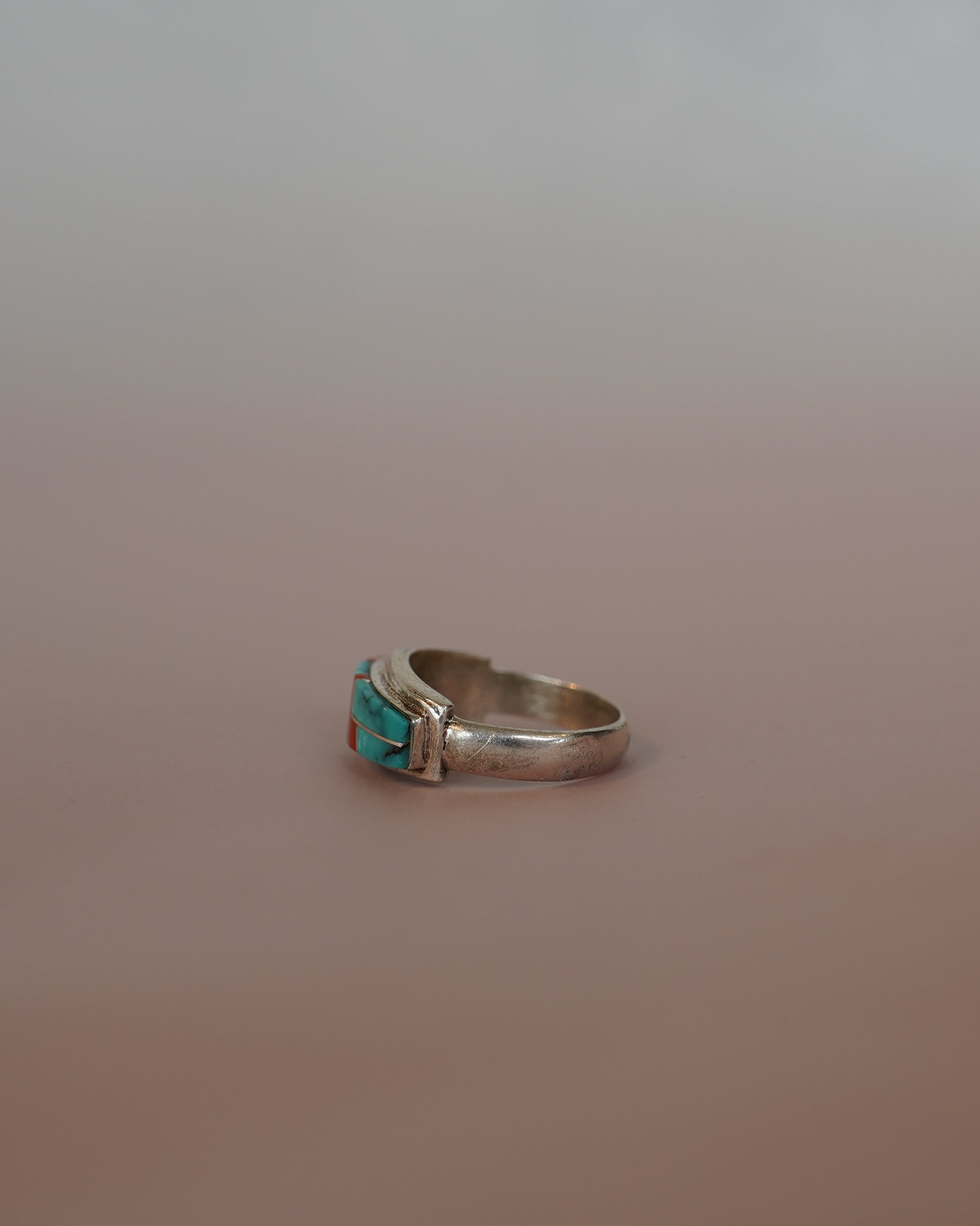 Turquoise & Coral Inlay Ring (SVR25010)