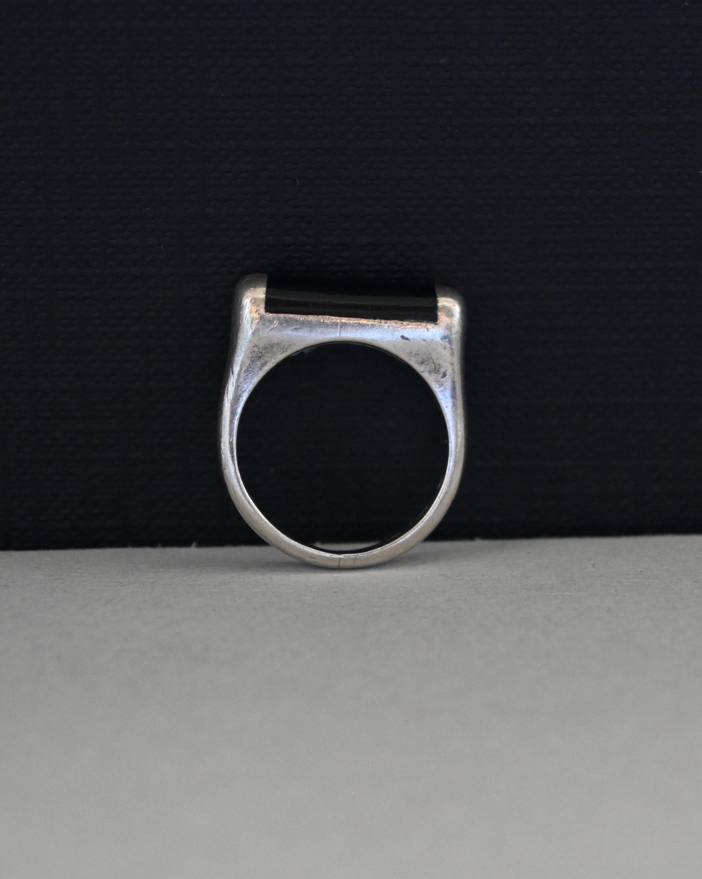 Black Onyx Sterling Silver Ring - 11号