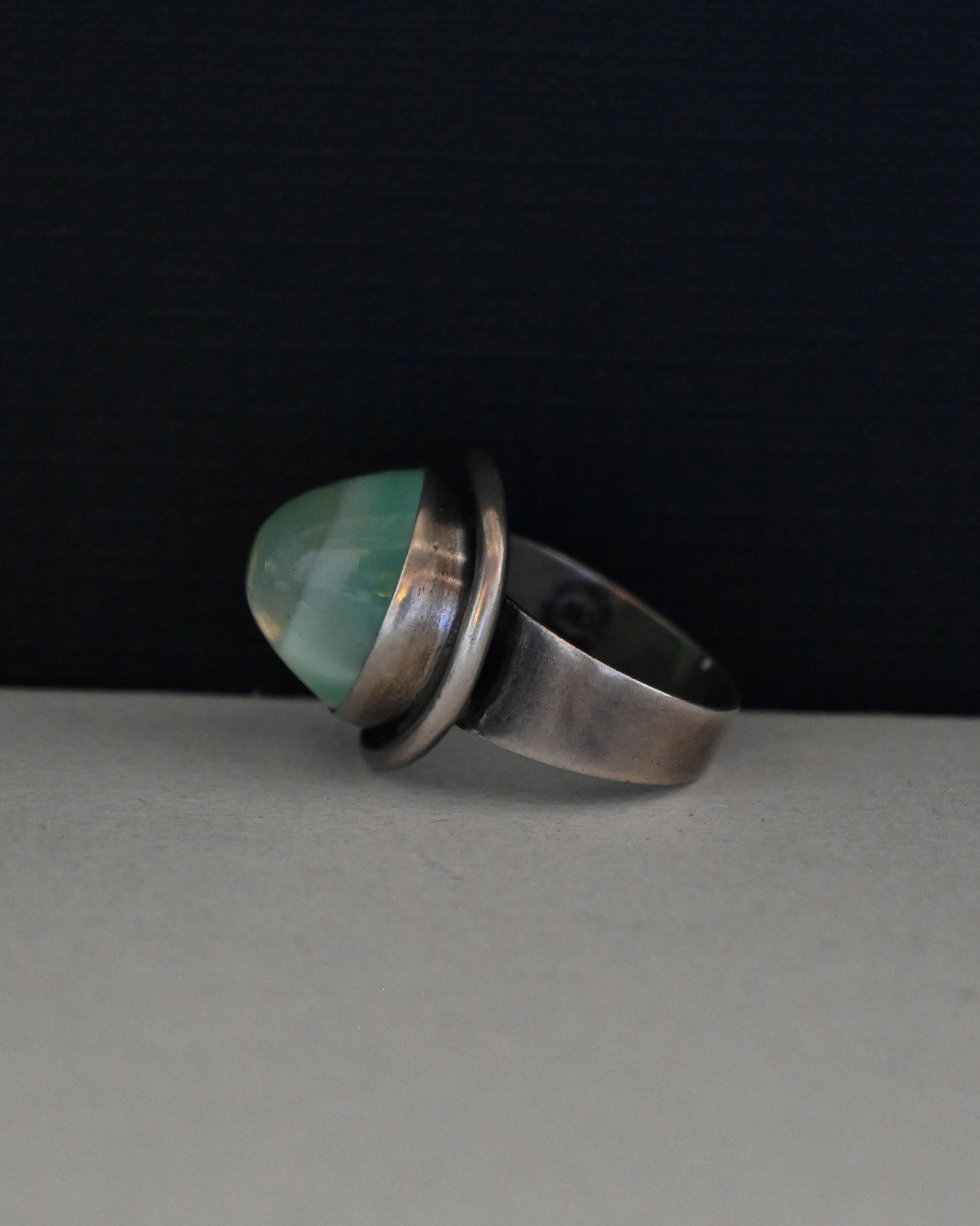 Silver Glass Ring - 14号