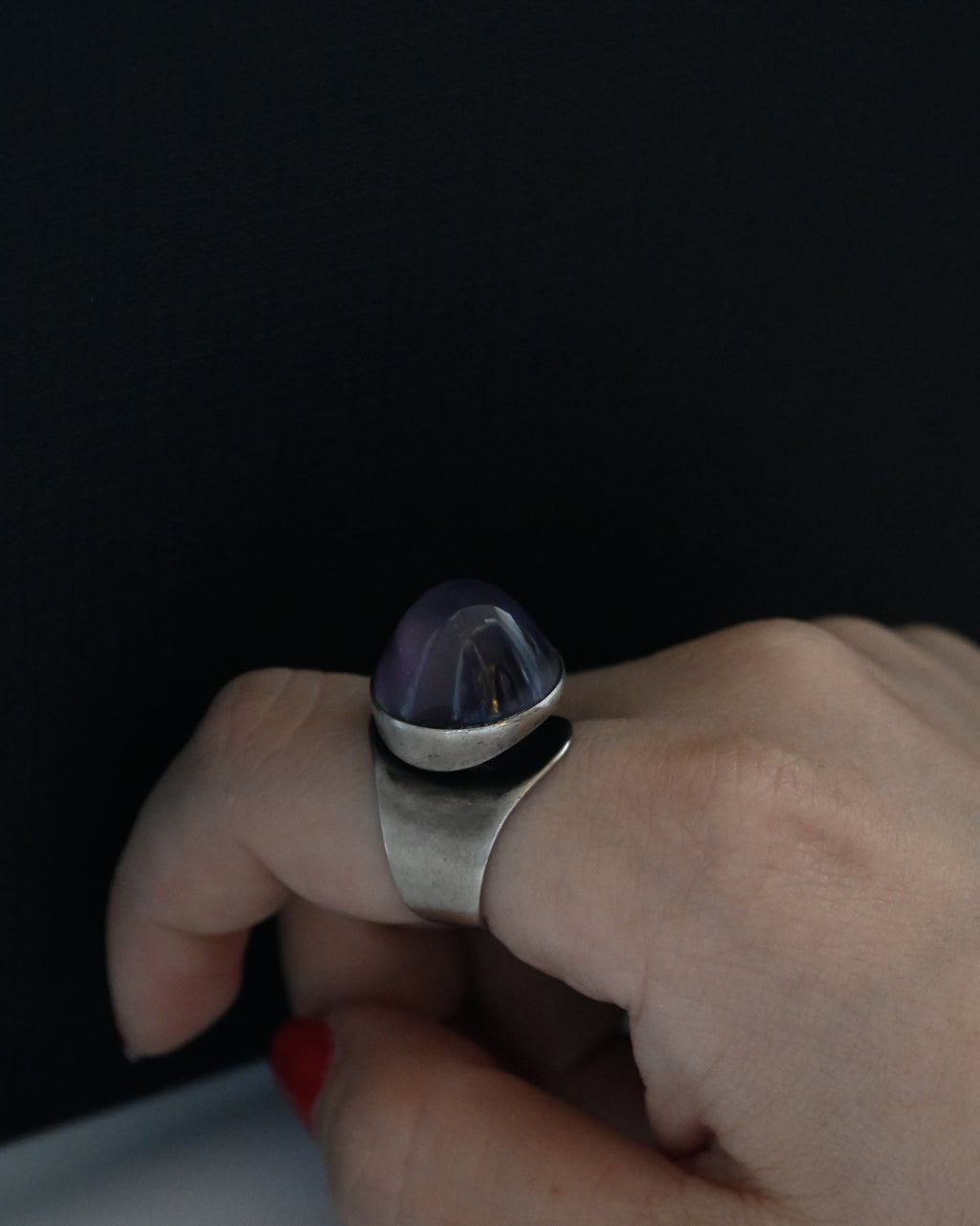 Silver Glass Ring - 12号