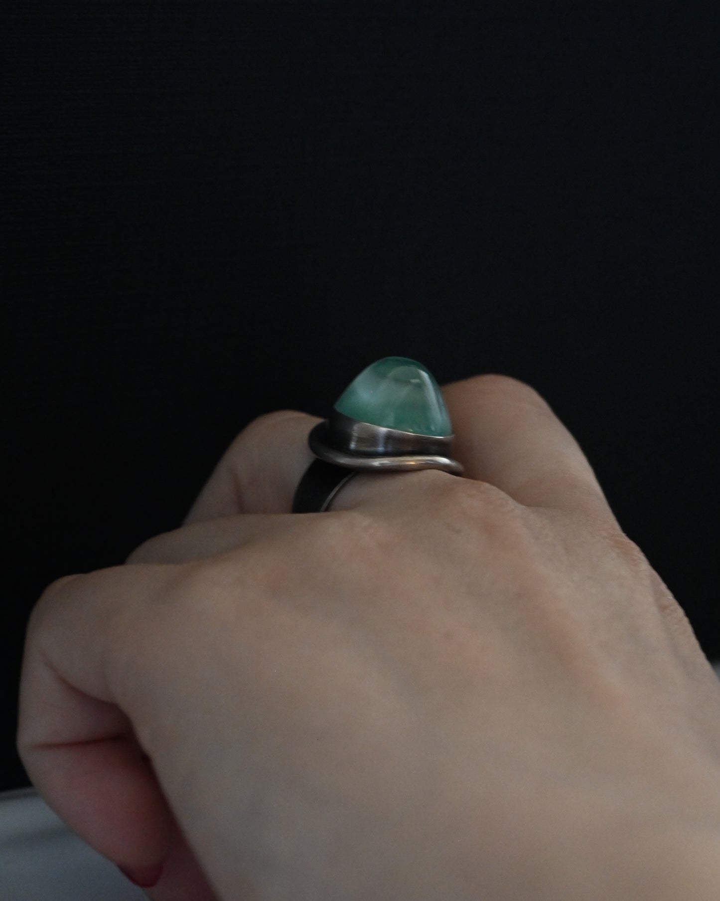 Silver Glass Ring - 14号