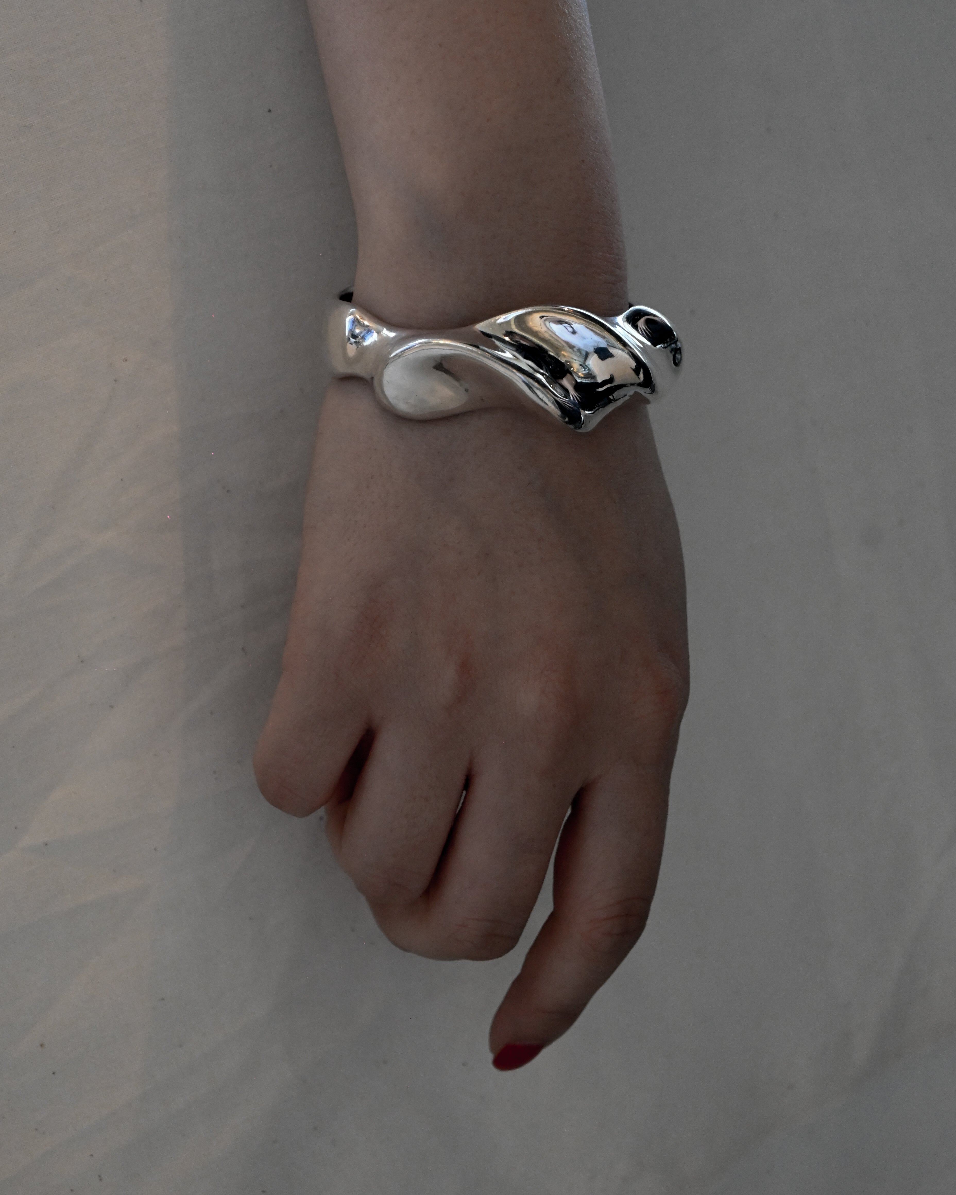 Silver Wavy Bangle Made In Mexico