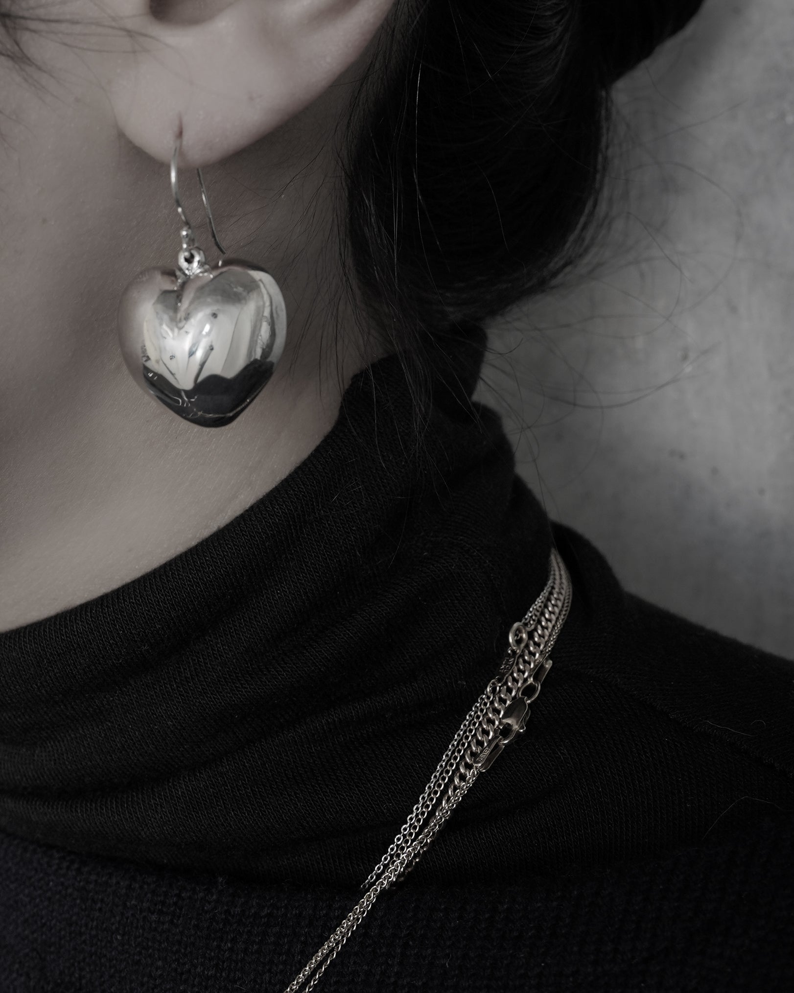 Silver Chunky Heart Earrings (SVE-26002)