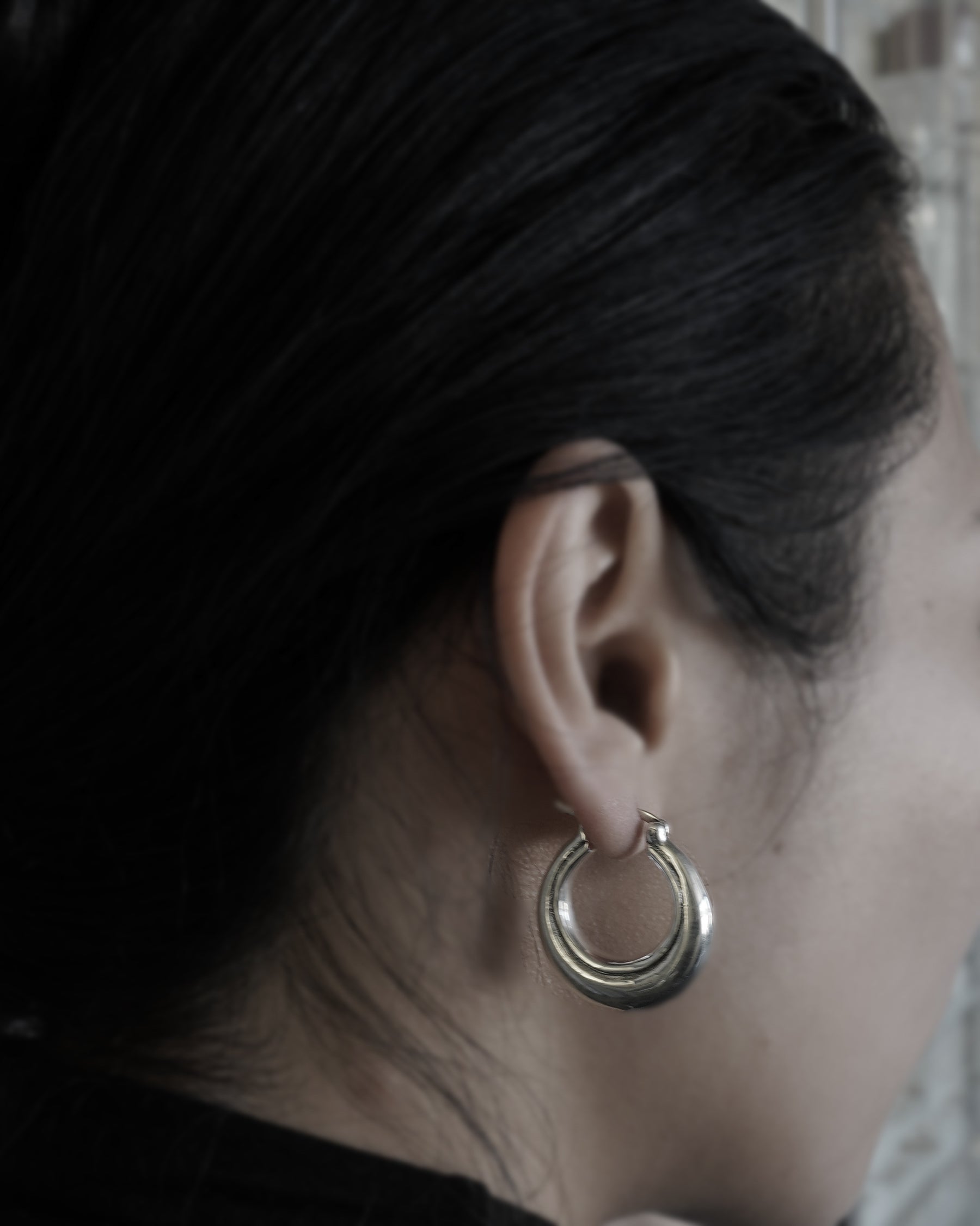 Vintage] Silver Chunky Hoop Earrings | シルバー925ピアス