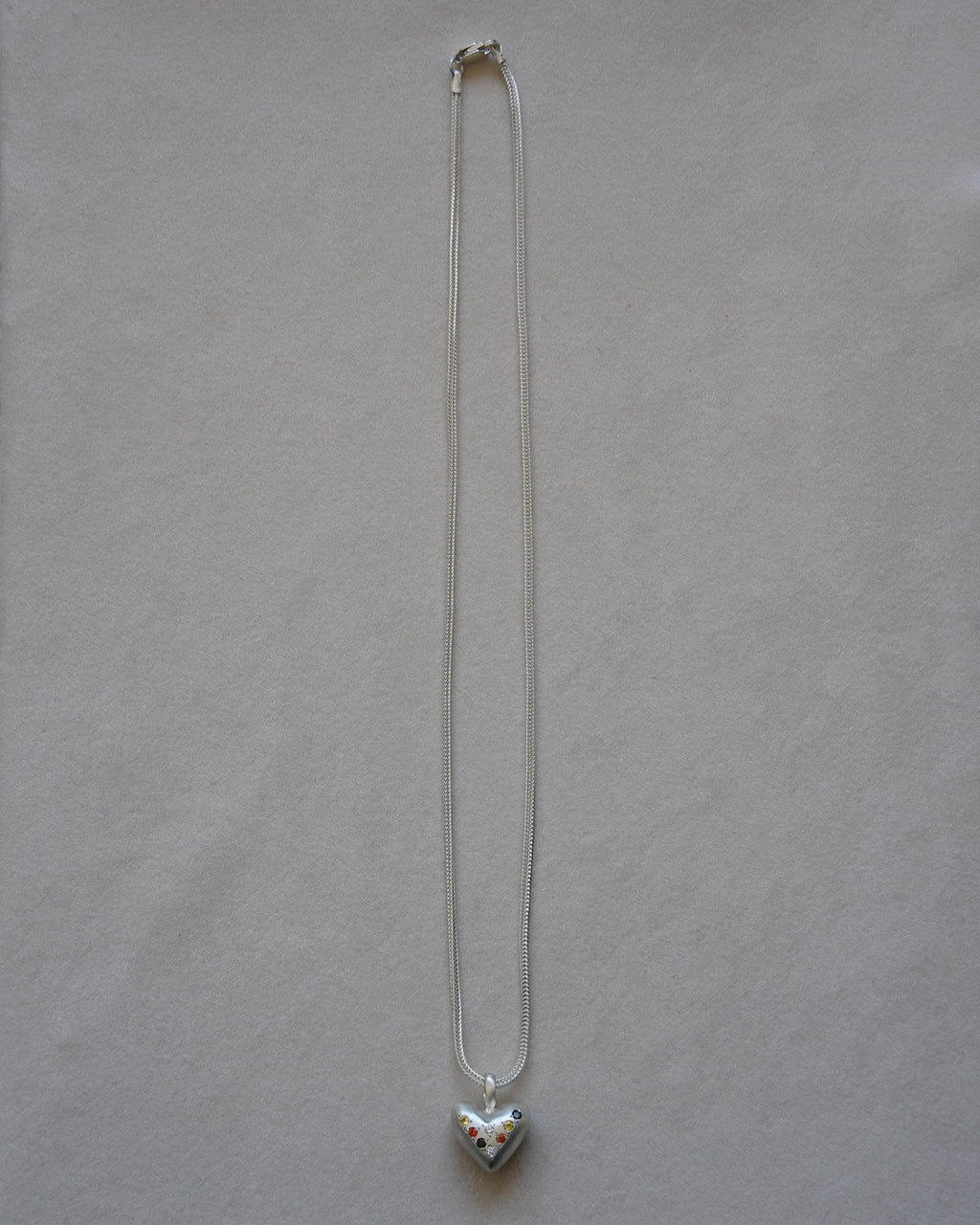 "Dunton Ellerkamp" American Folk Heart Pendant On Chain w/ Dia, Sapphire, Smoky Quartz