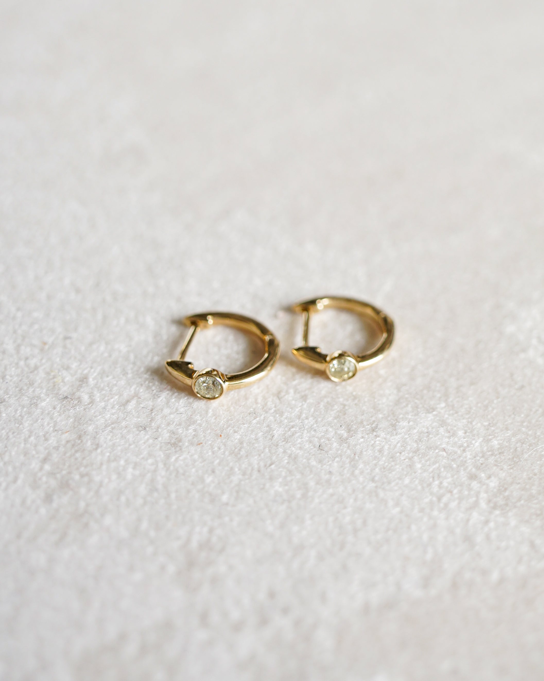 14K Gold Hoops w/ Natural Dia -S (GDE-25003)