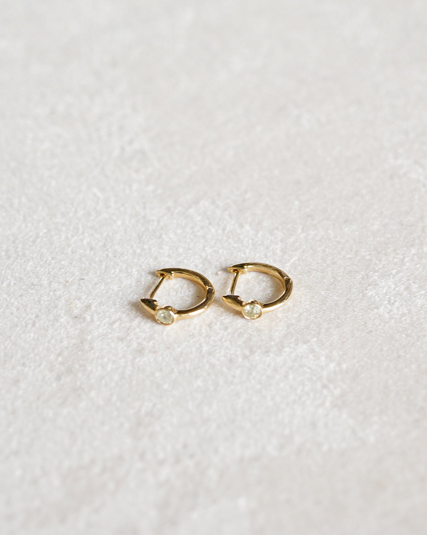 14K Gold Hoops w/ Natural Dia -S (GDE-25003)