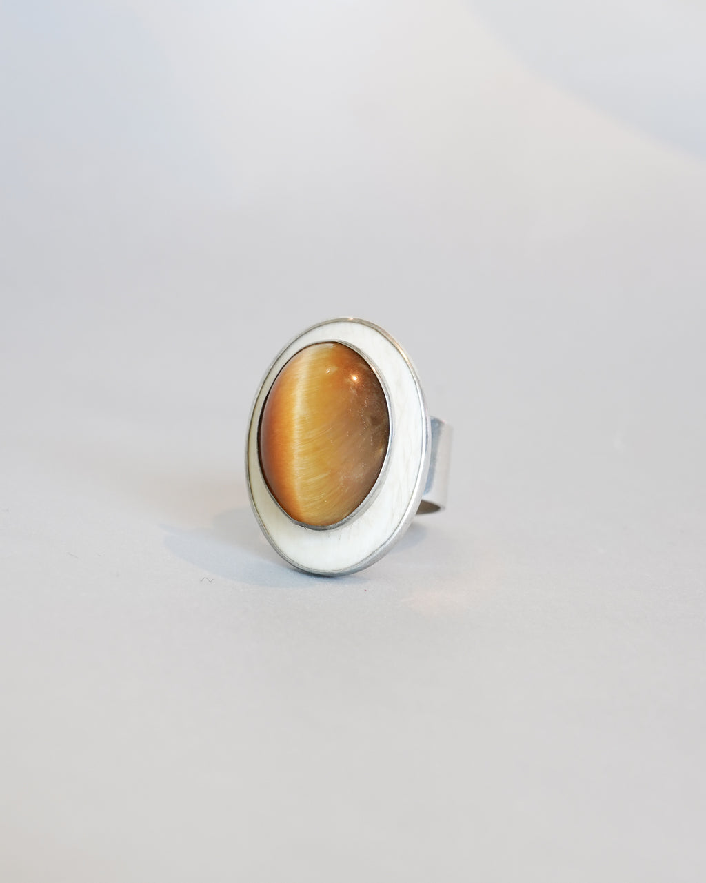 Oval Stone Silver Ring (SVR-26021)