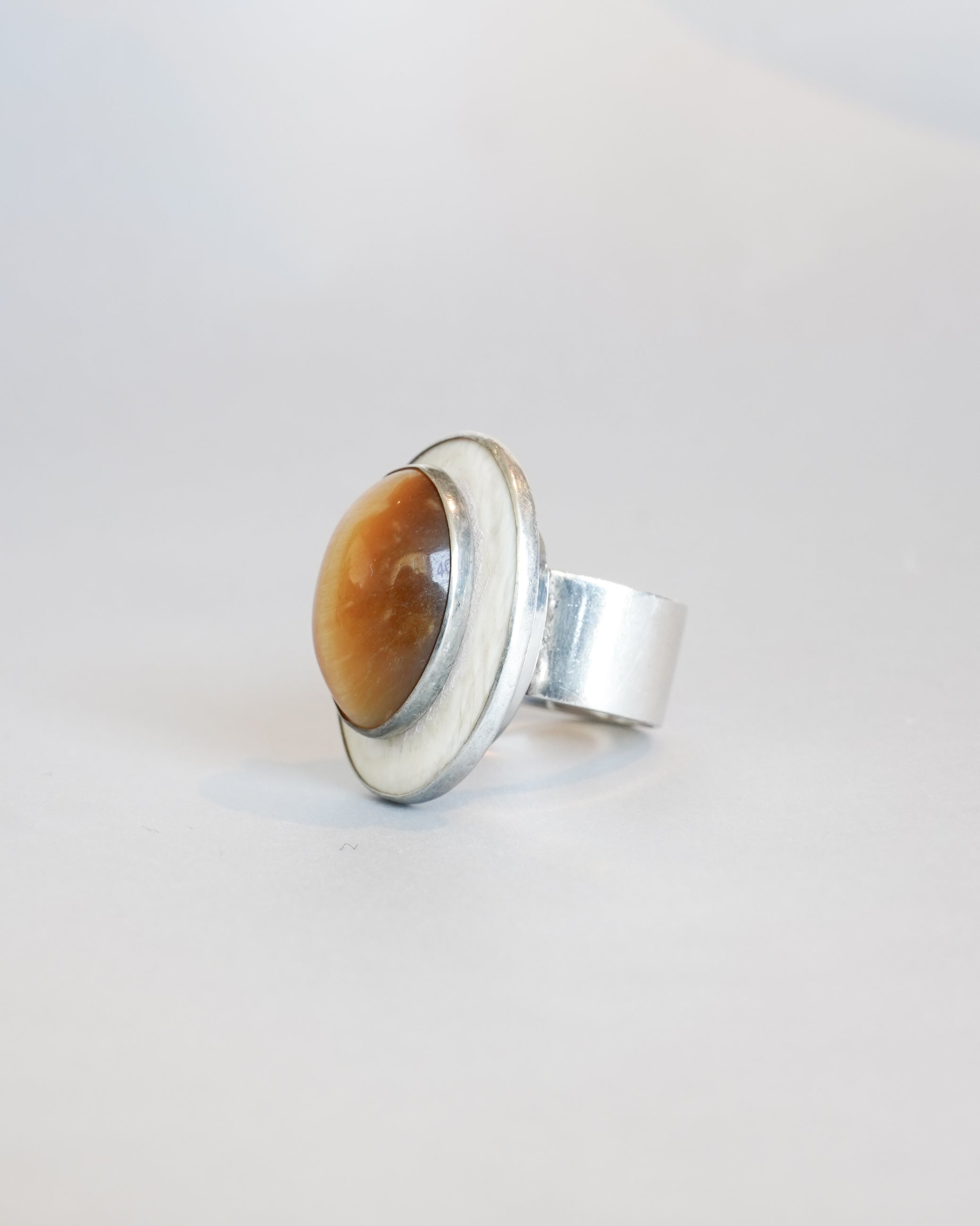 Oval Stone Silver Ring (SVR-26021)