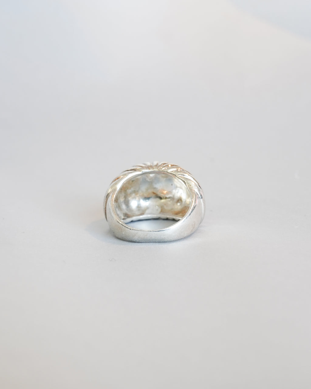 Silver Ribbed Dome Ring (SVR-26028)