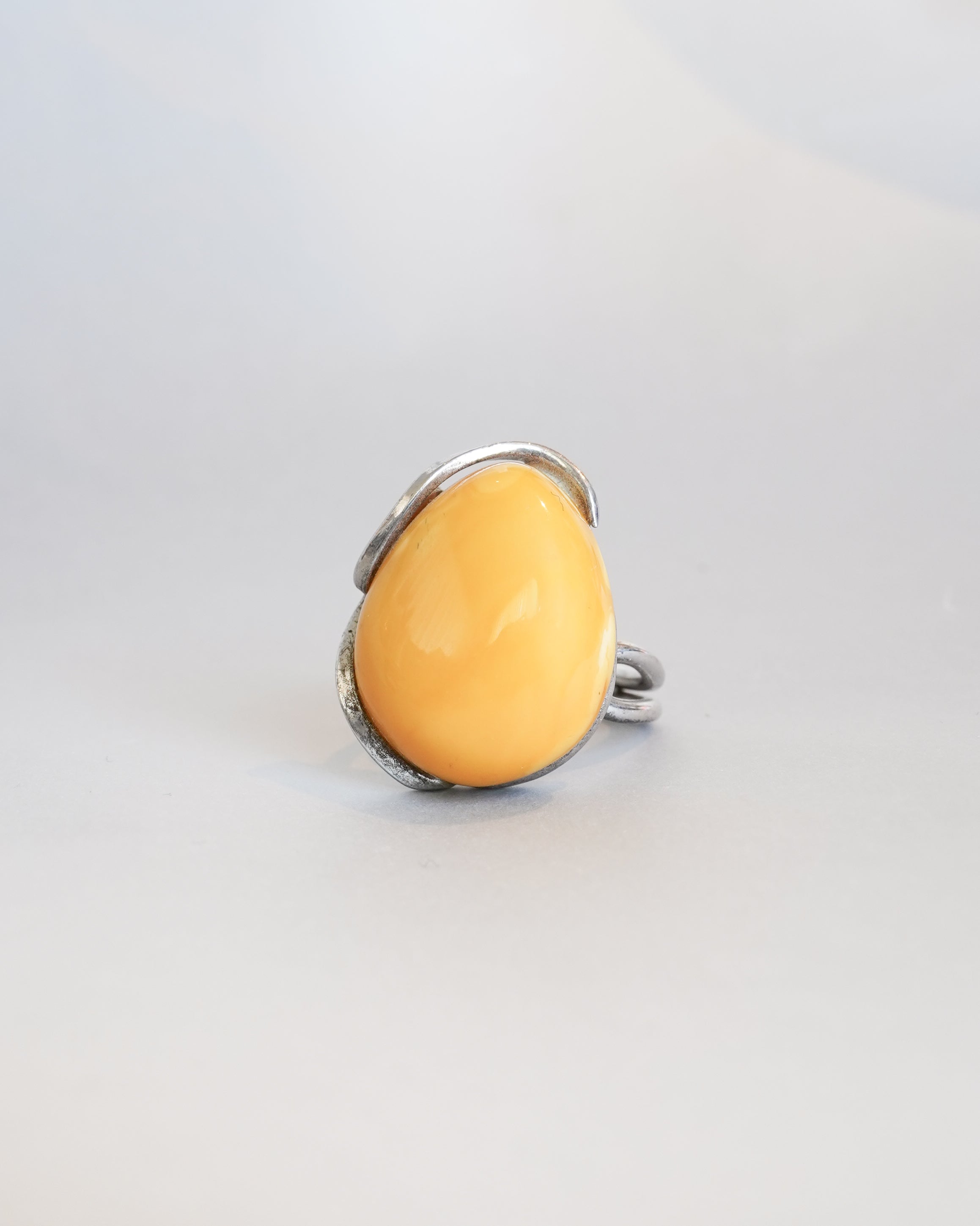 Silver Amber Drop Ring (SVR-26022)