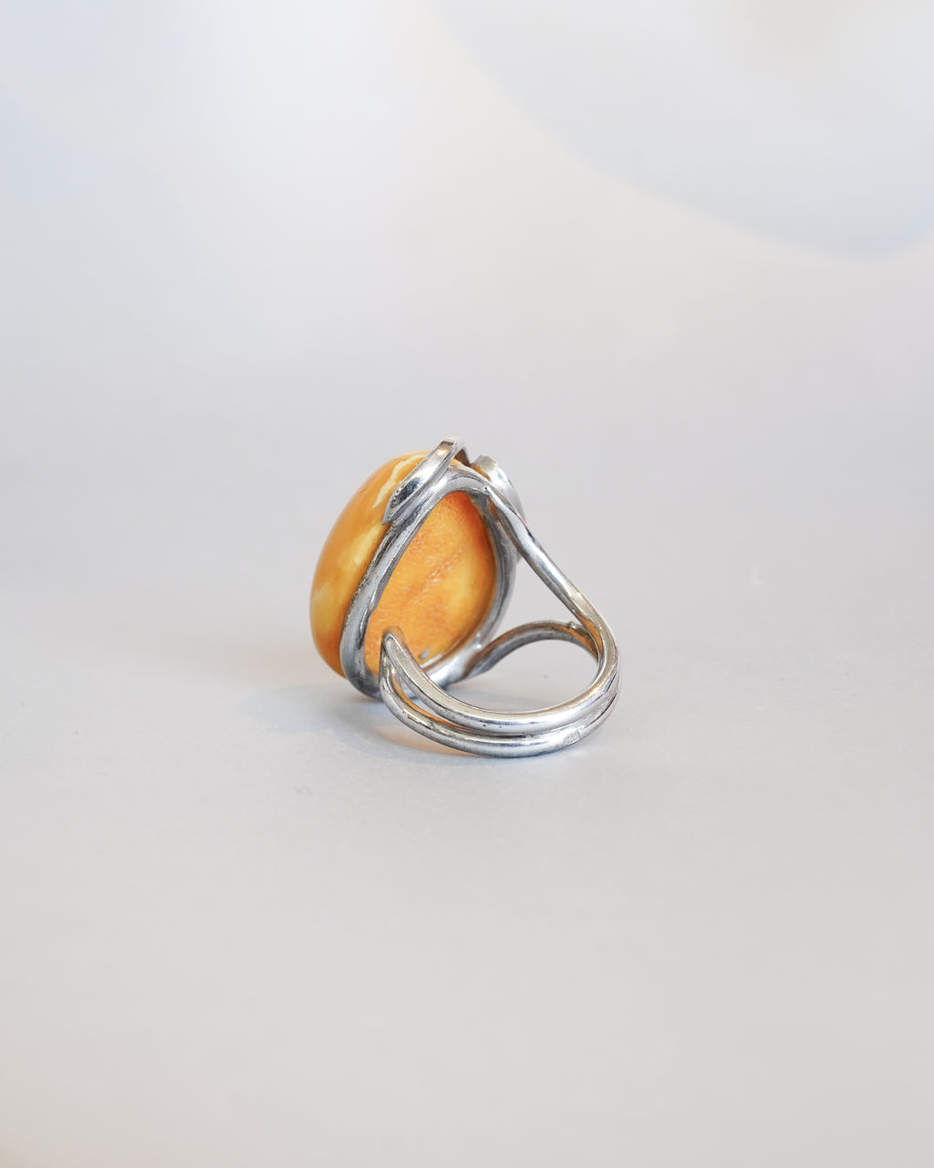 Silver Amber Drop Ring (SVR-26022)