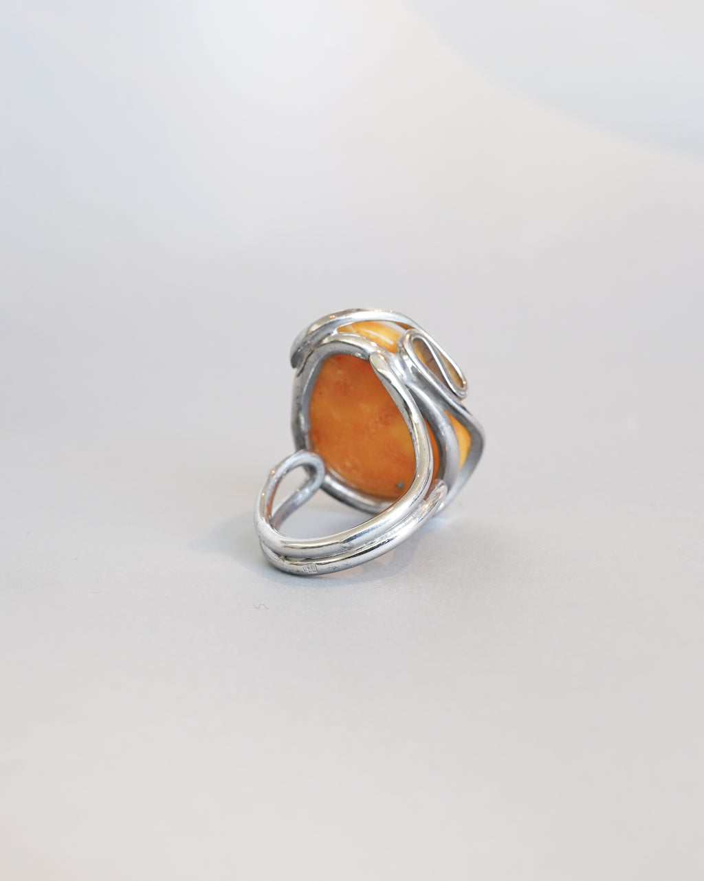 Silver Amber Drop Ring (SVR-26022)