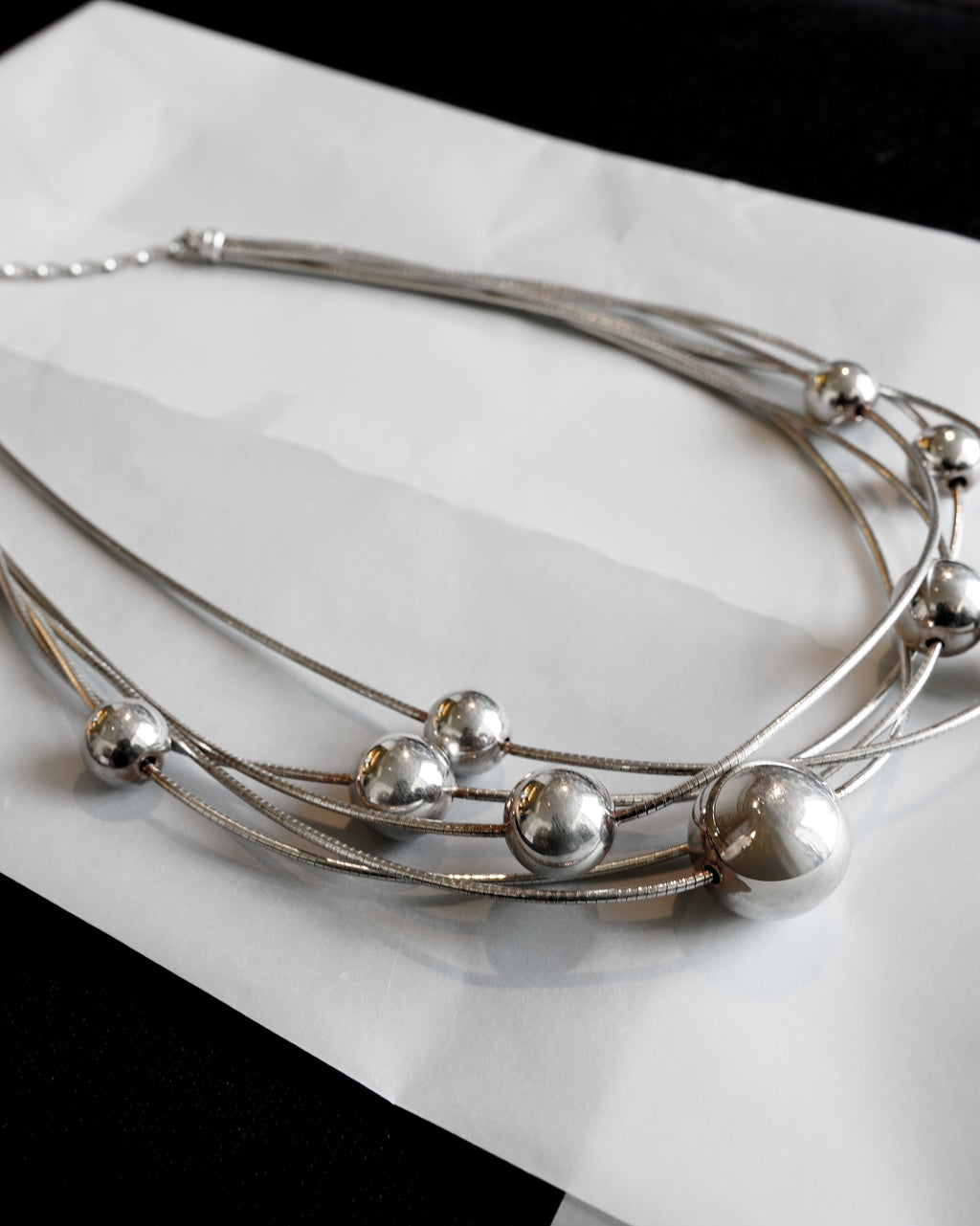 Silver Multi Wire Ball Necklace (SVNL-26014)