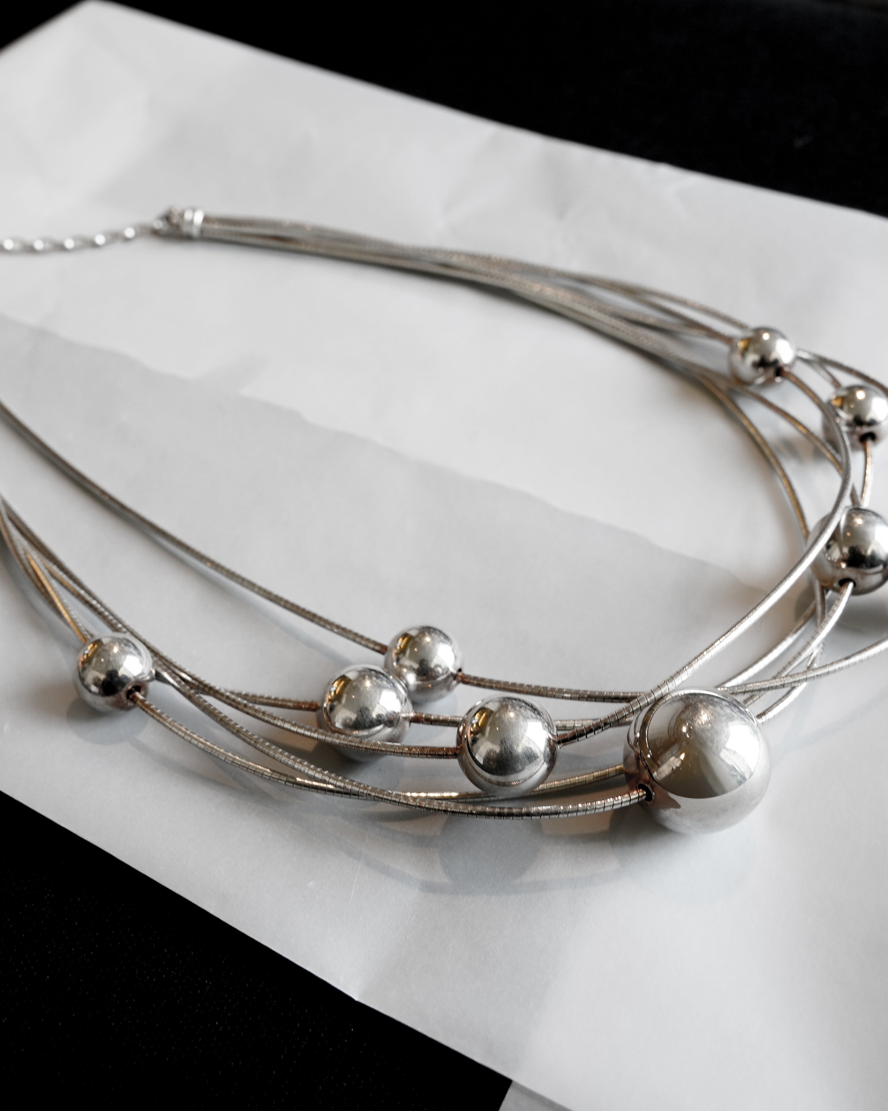 Silver Multi Wire Ball Necklace (SVNL-26014)
