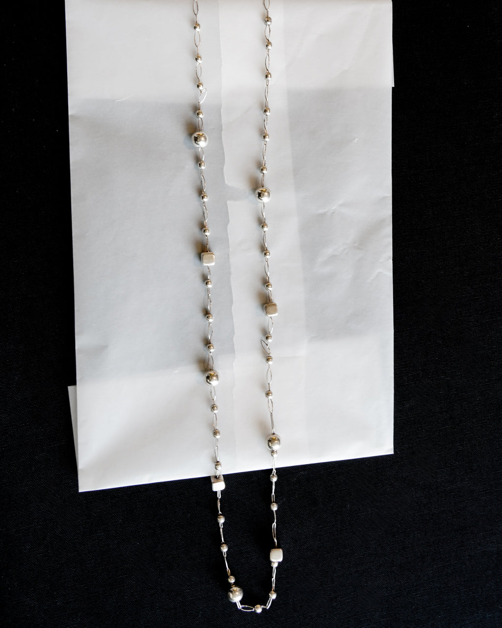 Mixed Bead Silver Chain Necklace (SVNL-26018)