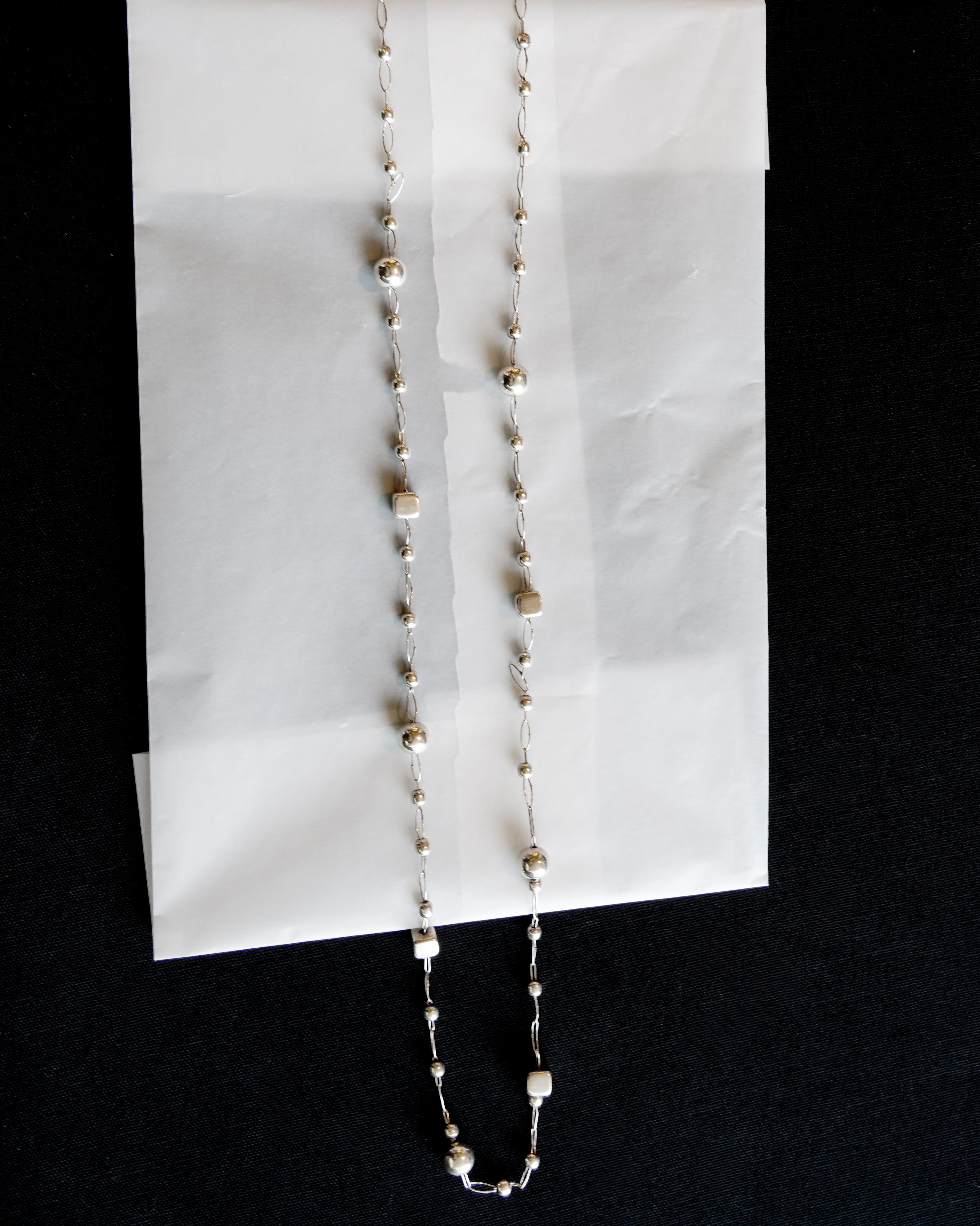 Mixed Bead Silver Chain Necklace (SVNL-26018)