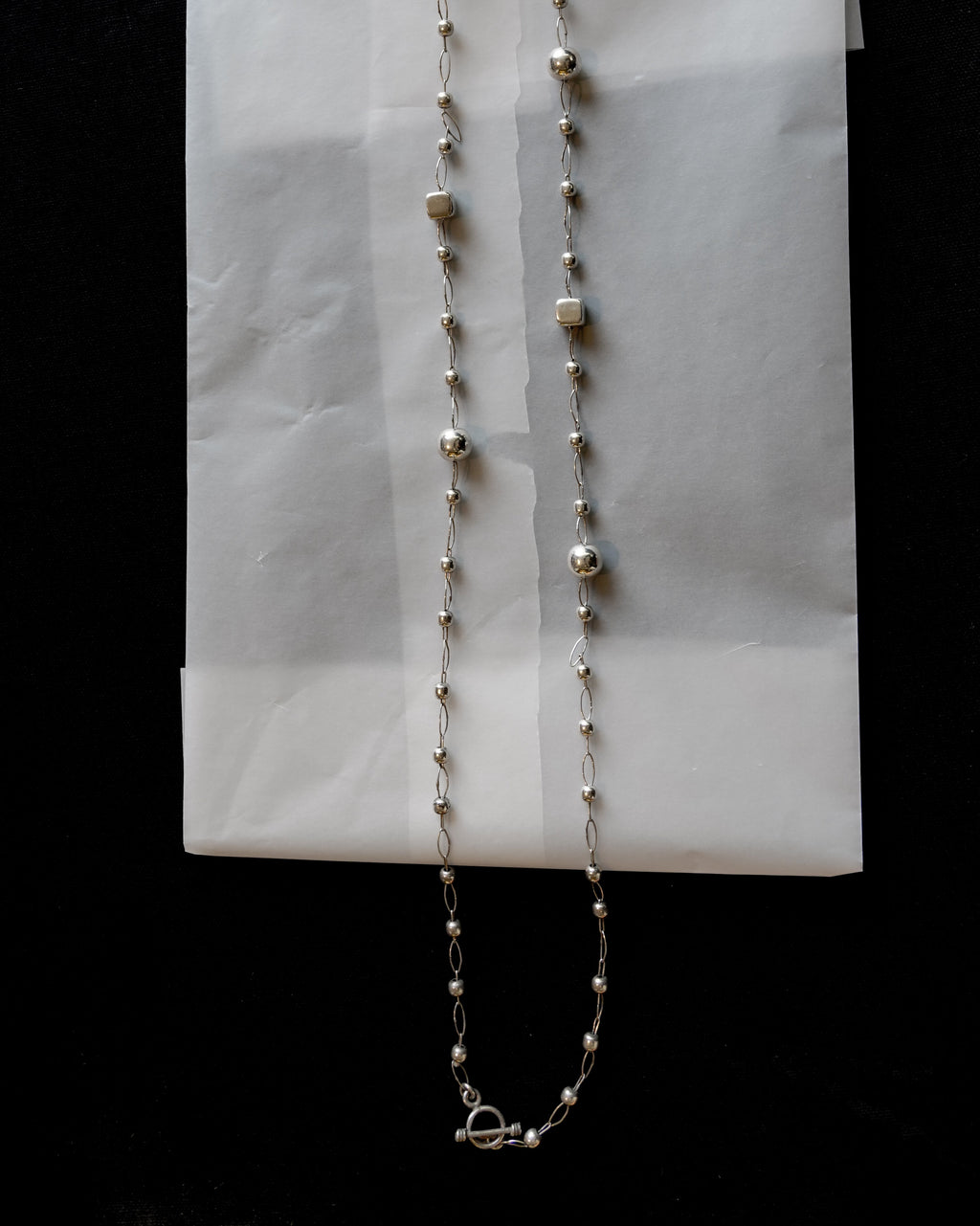 Mixed Bead Silver Chain Necklace (SVNL-26018)