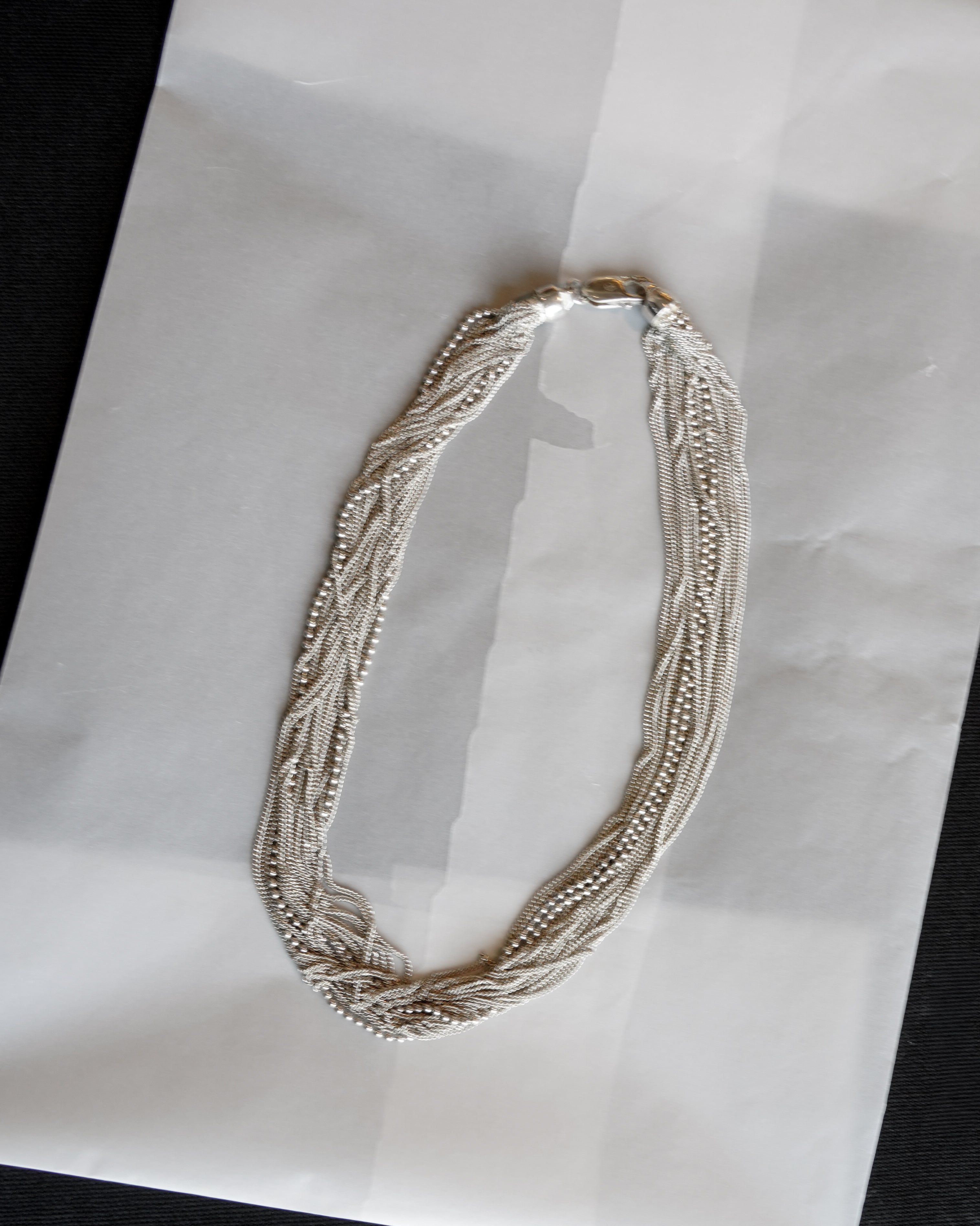 Multi Strand Fine Chain Silver Necklace (SVNL-26019)
