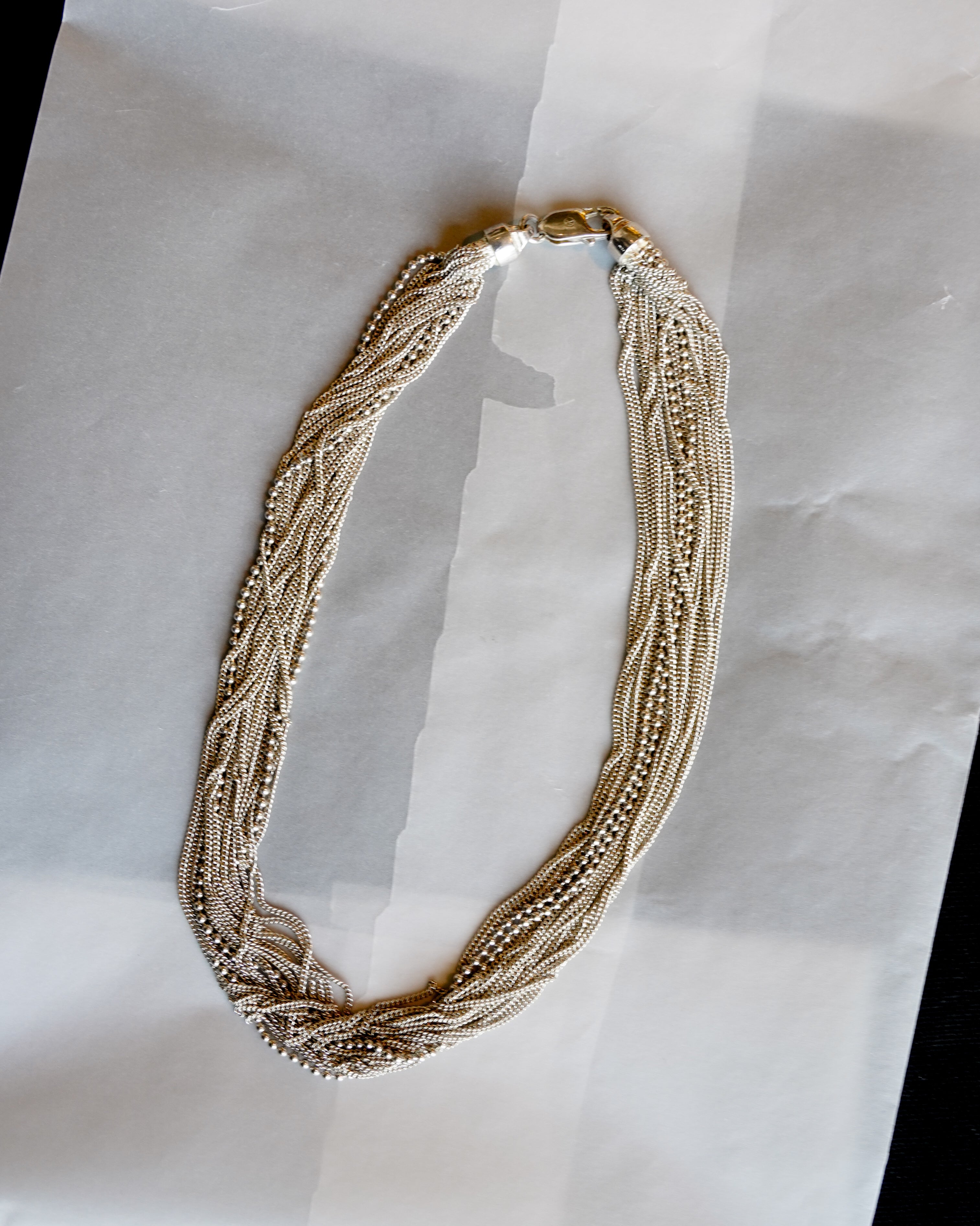 Multi Strand Fine Chain Silver Necklace (SVNL-26019)