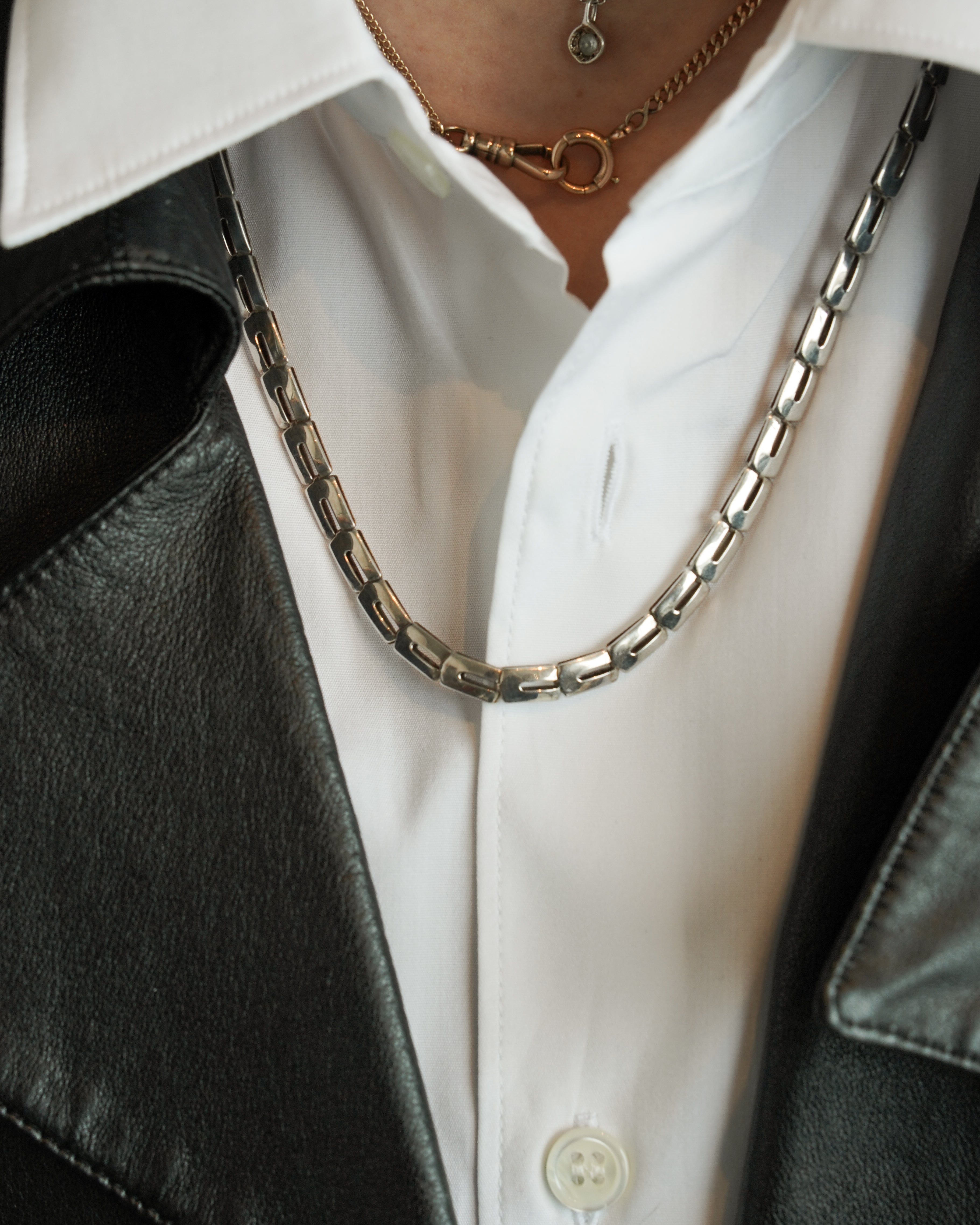 BAR LINK NECKLACE-SILVER925-リンクネックレス Vintage] Silver Bar Link Chain Necklace | シルバー925 | ビンテージ